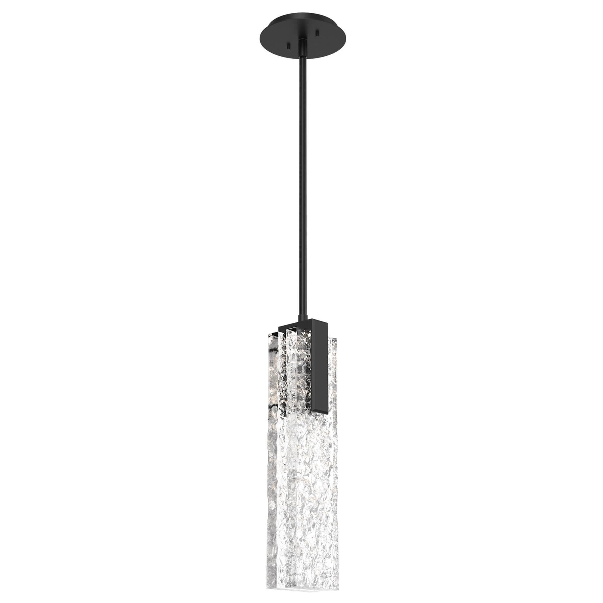 Shown in Matte Black finish and Clear Textured Cast glass