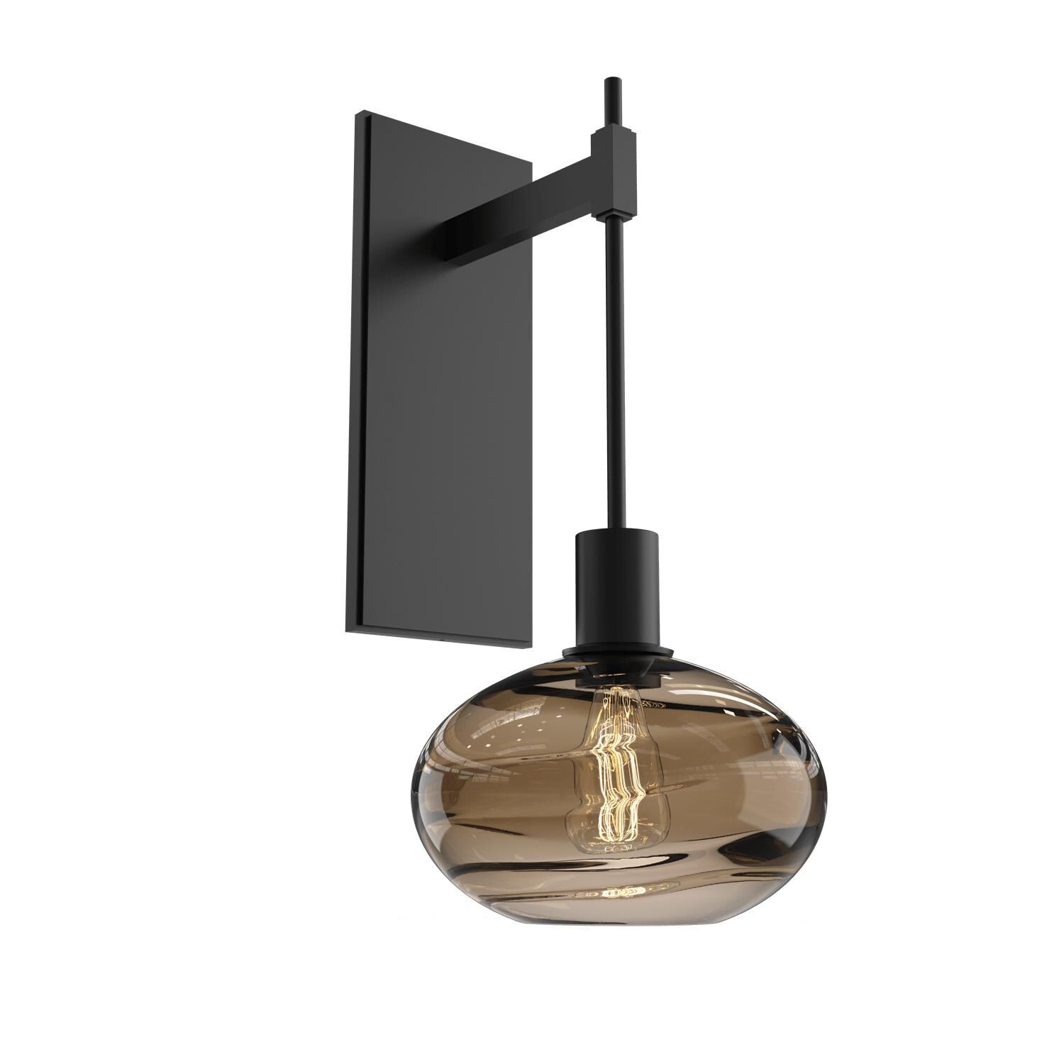 Shown in Matte Black finish and Optic Blown Bronze glass