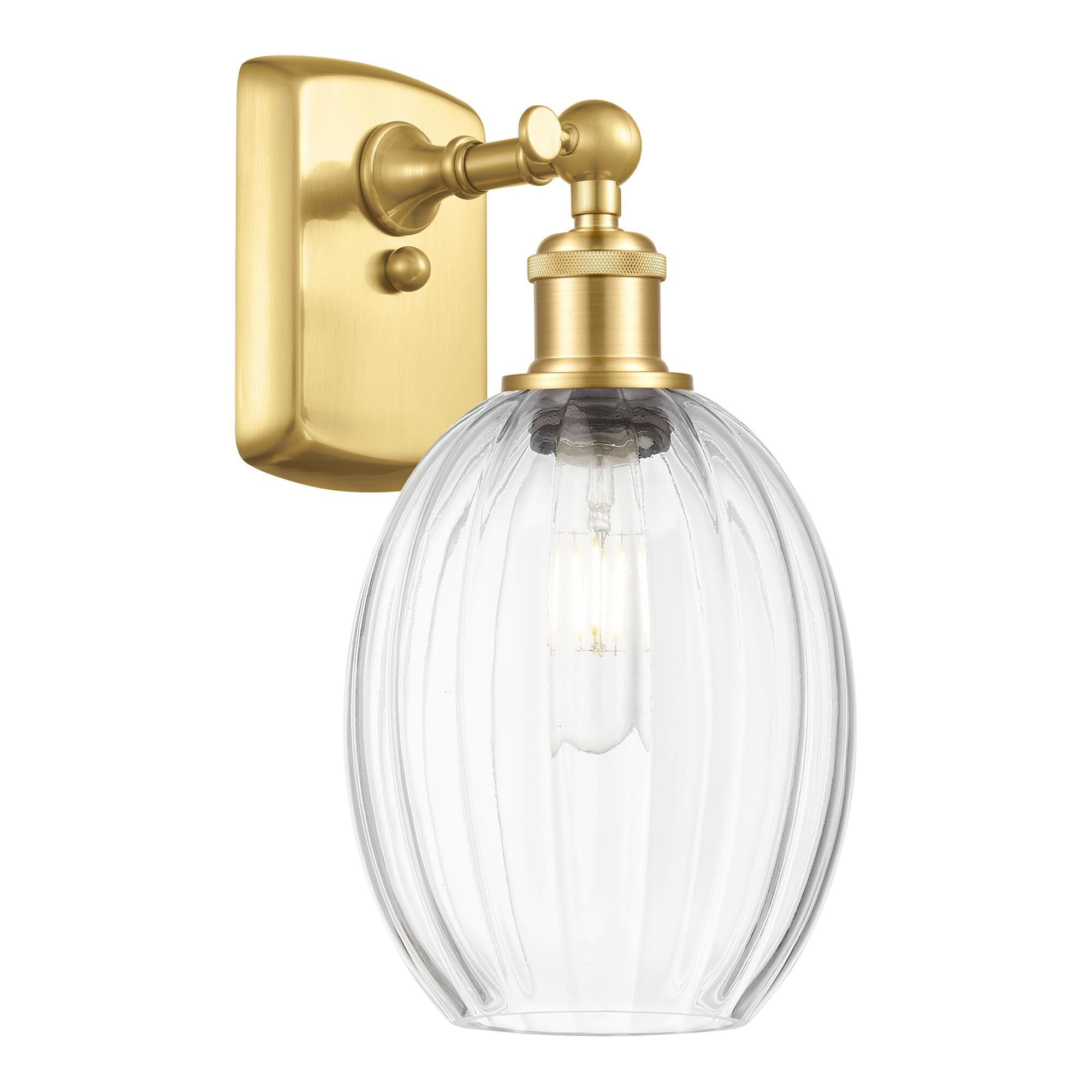 Shown in Satin Gold finish and Clear glass