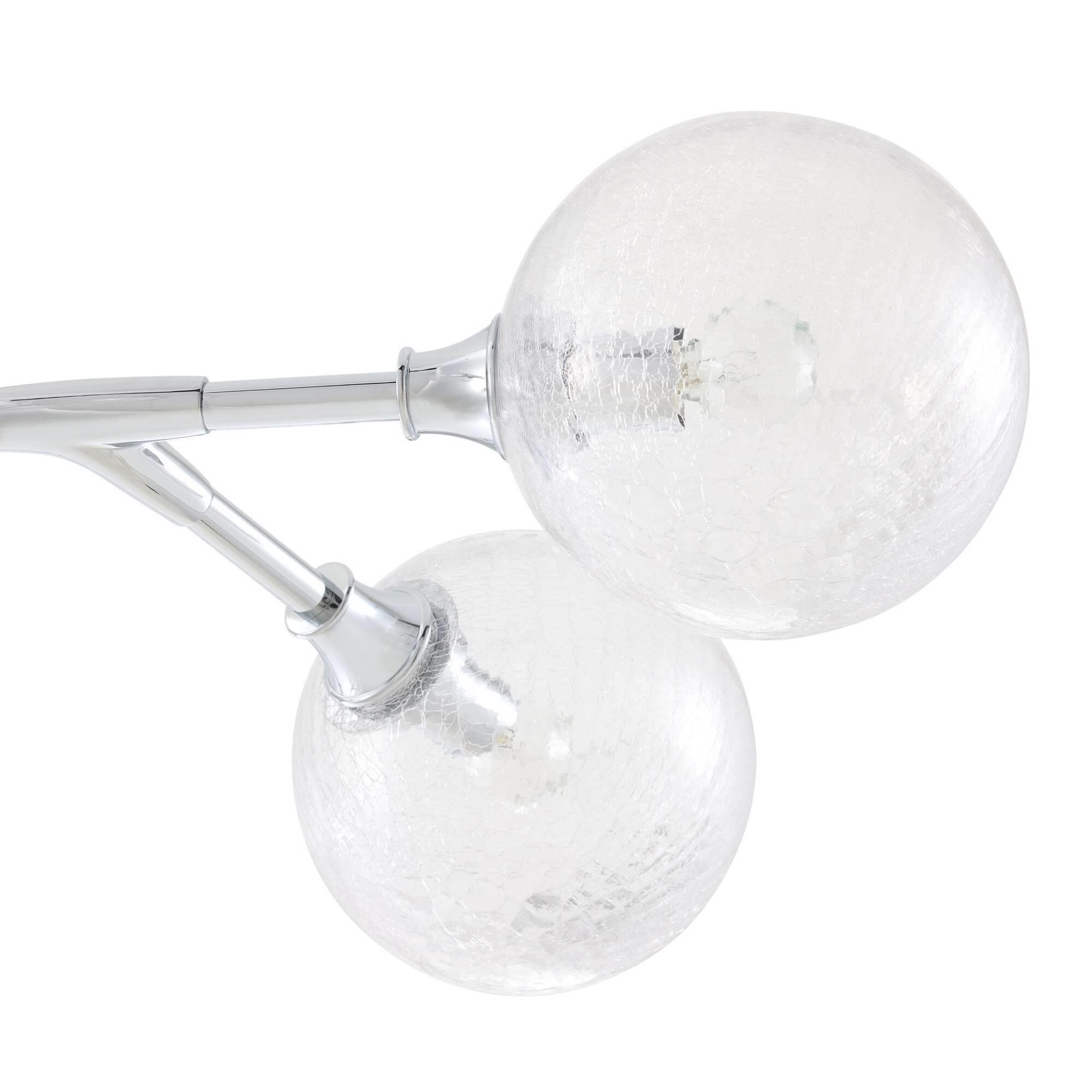 Shown in Chrome finish and Clear Crackle glass