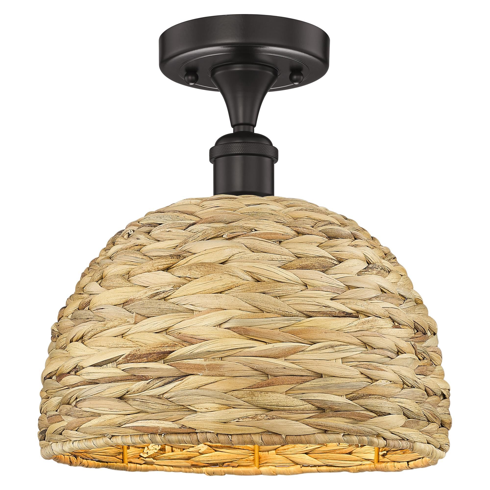 Bruno Marashlian Woven Rattan 12 Inch Semi Flush Mount by Innovations Lighting