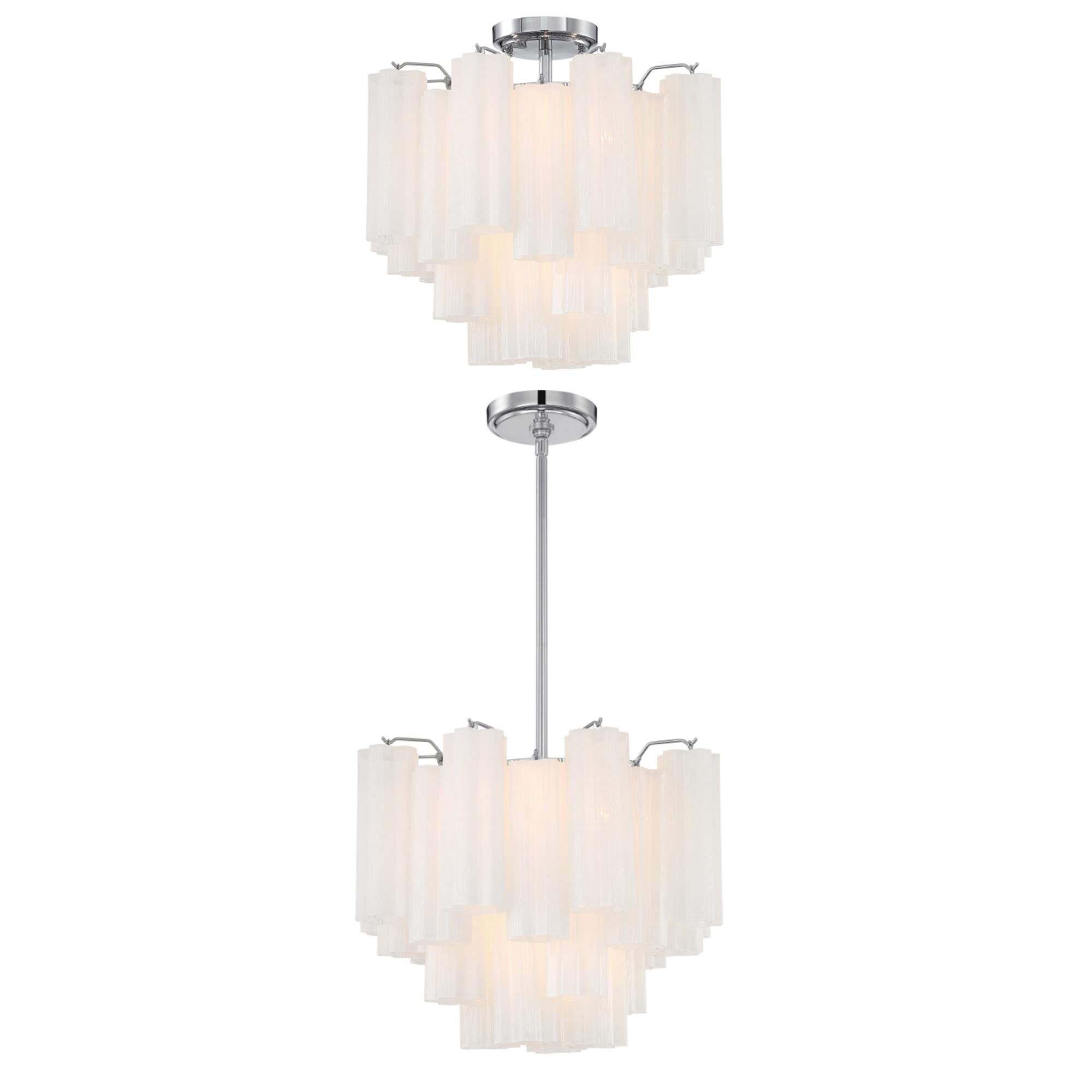 Shown in Polished Chrome finish and Tronchi Amber glass