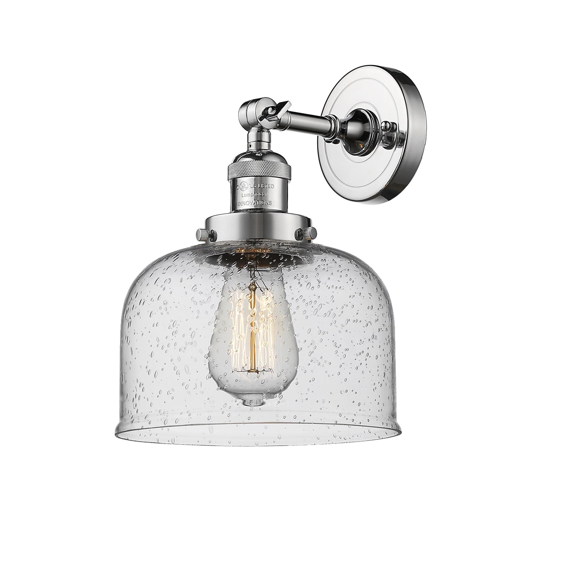 Shown in Polished Chrome finish and Seedy glass