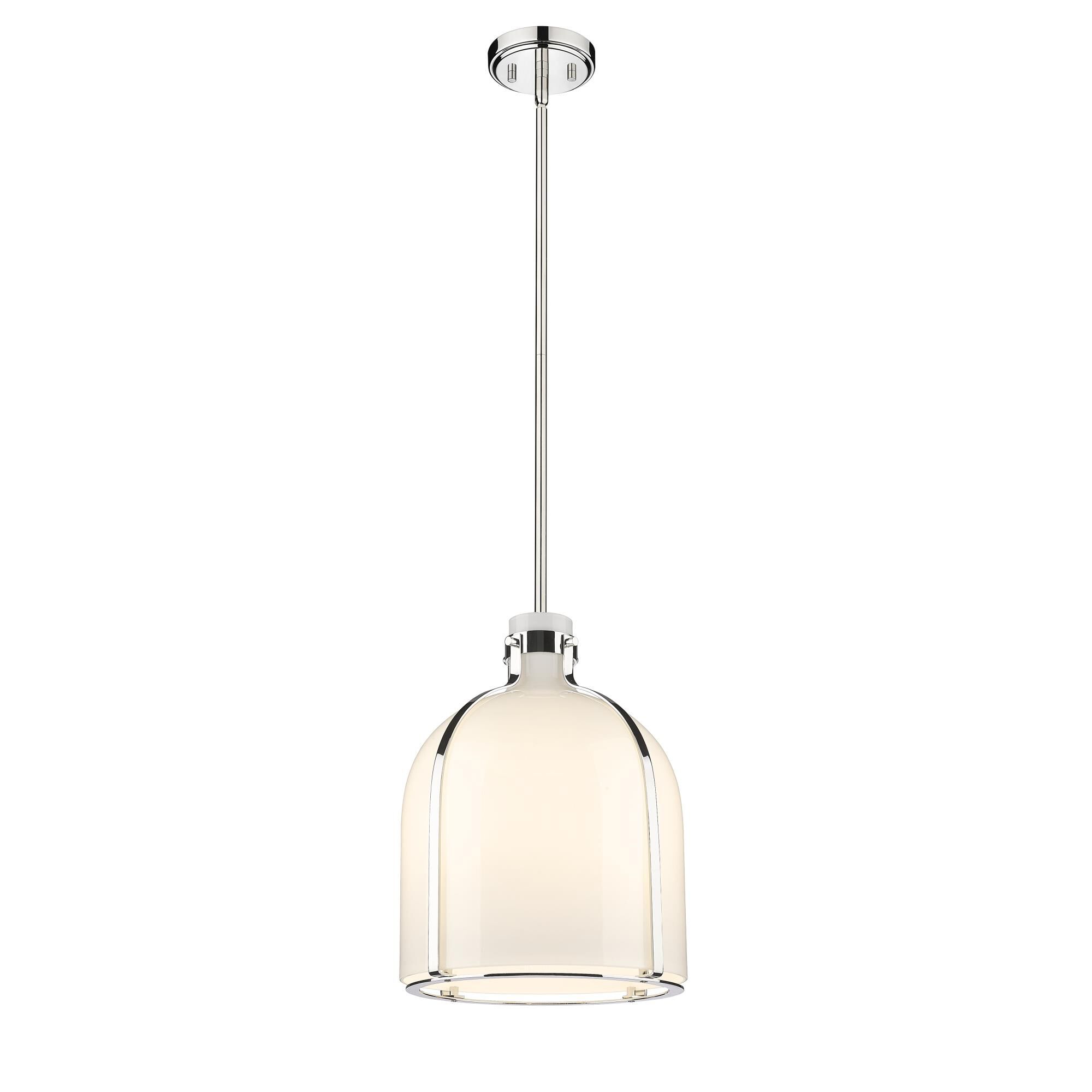 Shown in Polished Nickel finish and Glass shade