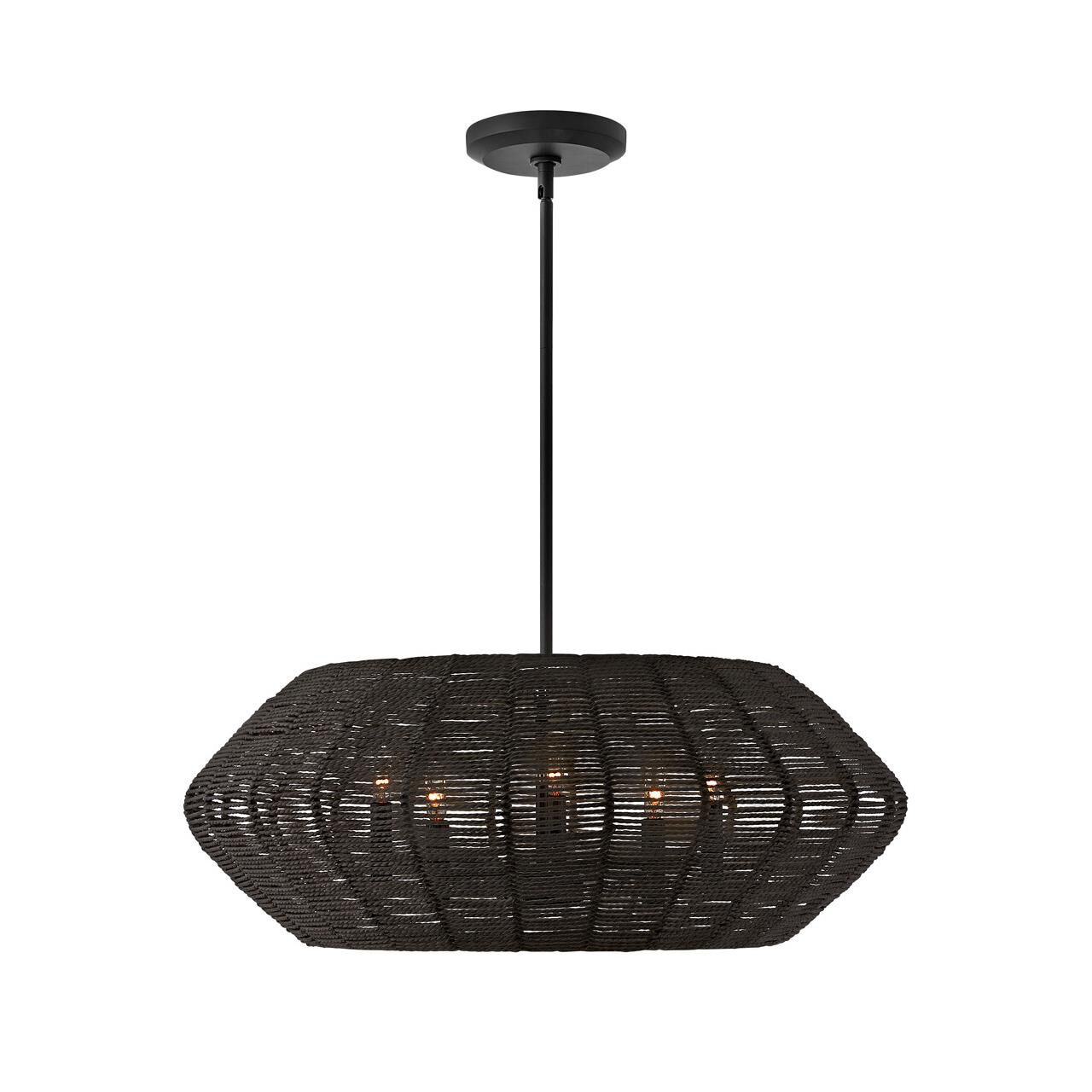 Shown in Black* finish and Black Rattan shade