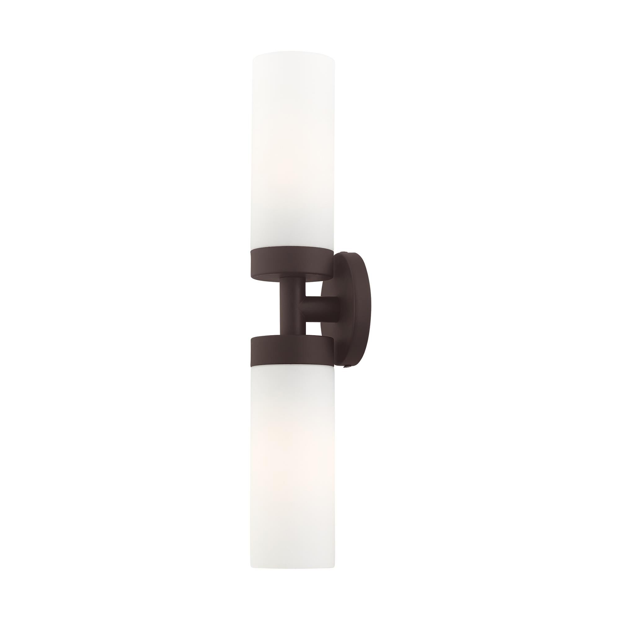 Shown in Bronze finish and Hand Blown Satin Opal White glass