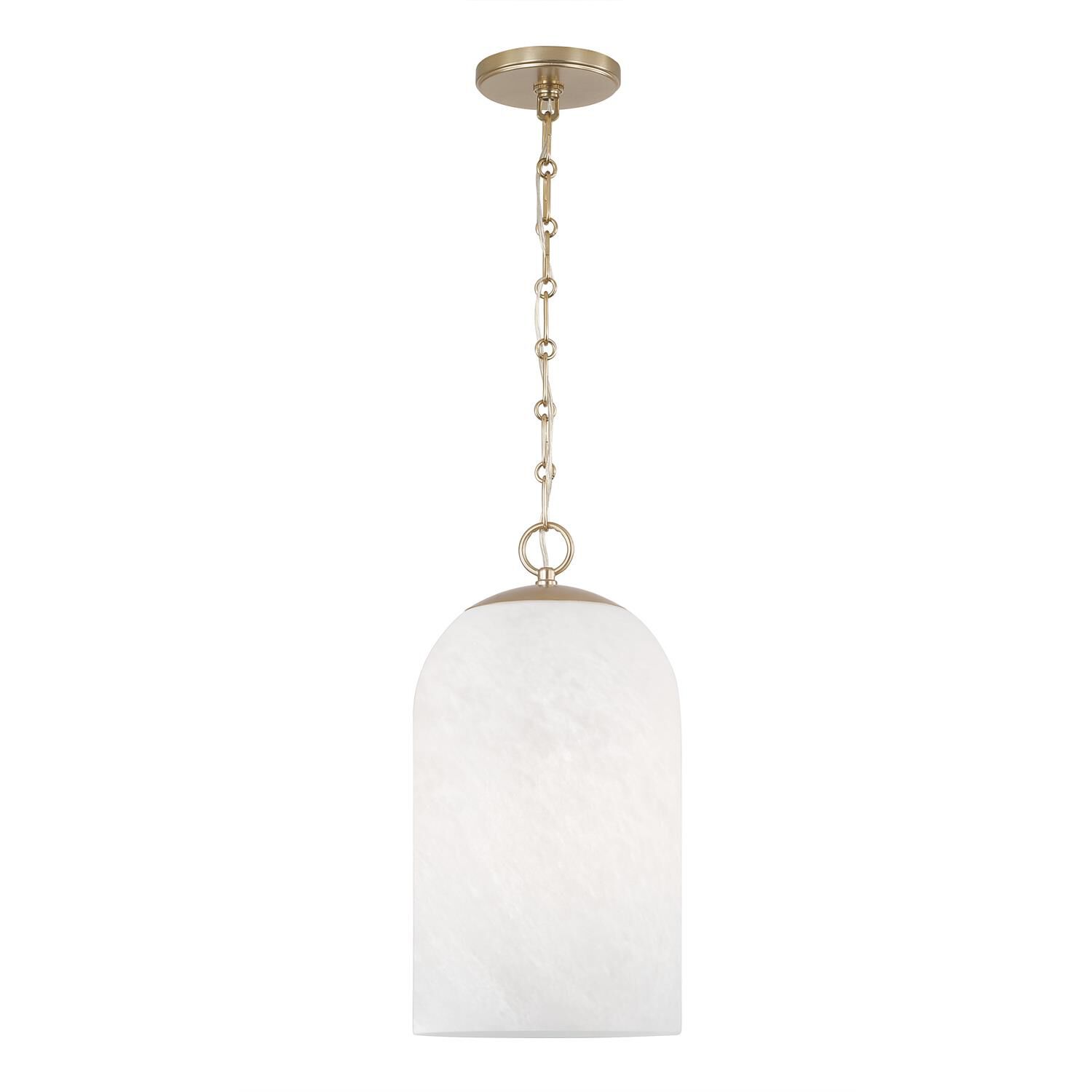 Shown in Matte Brass finish and Faux Alabaster glass