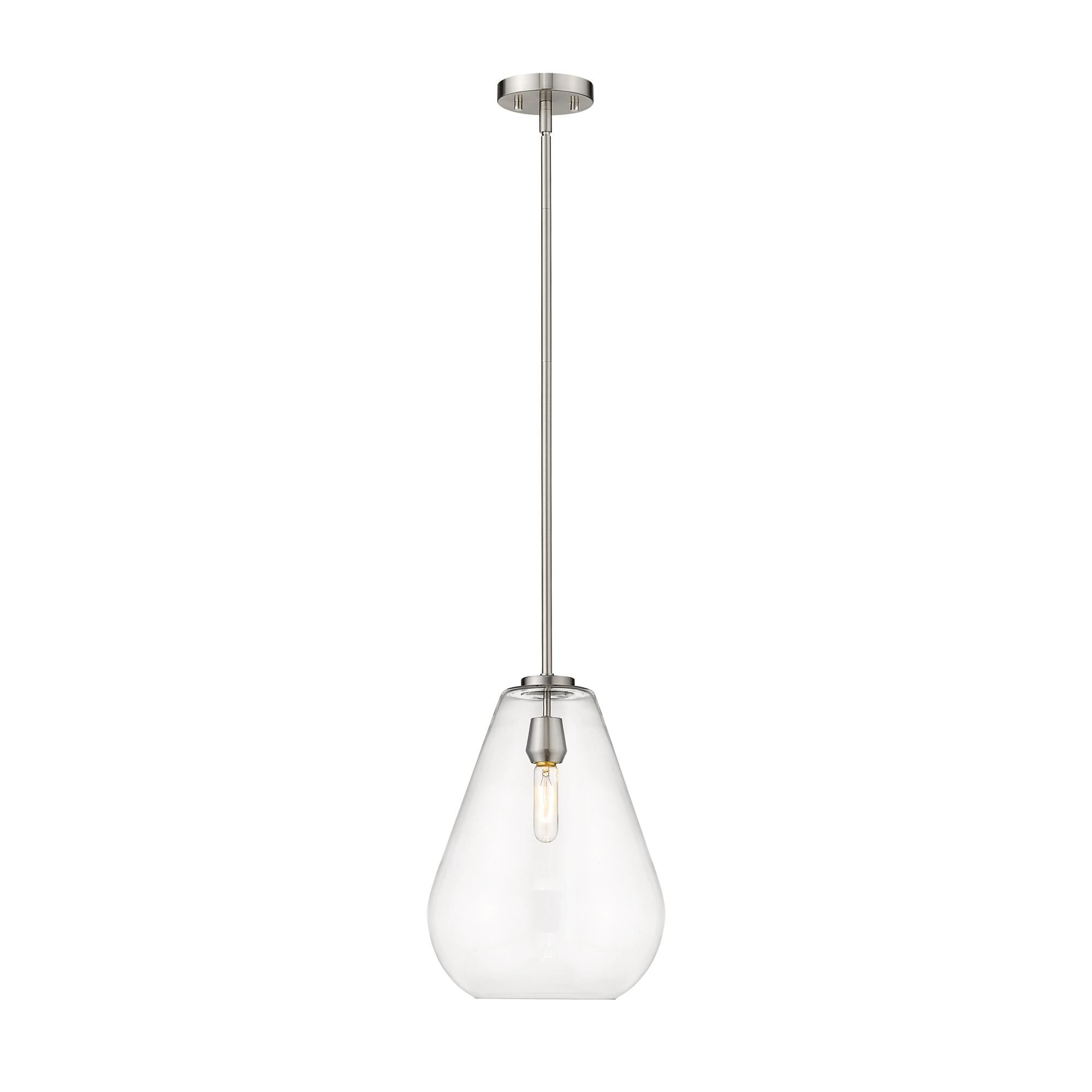Shown in Brushed Nickel finish and Glass shade