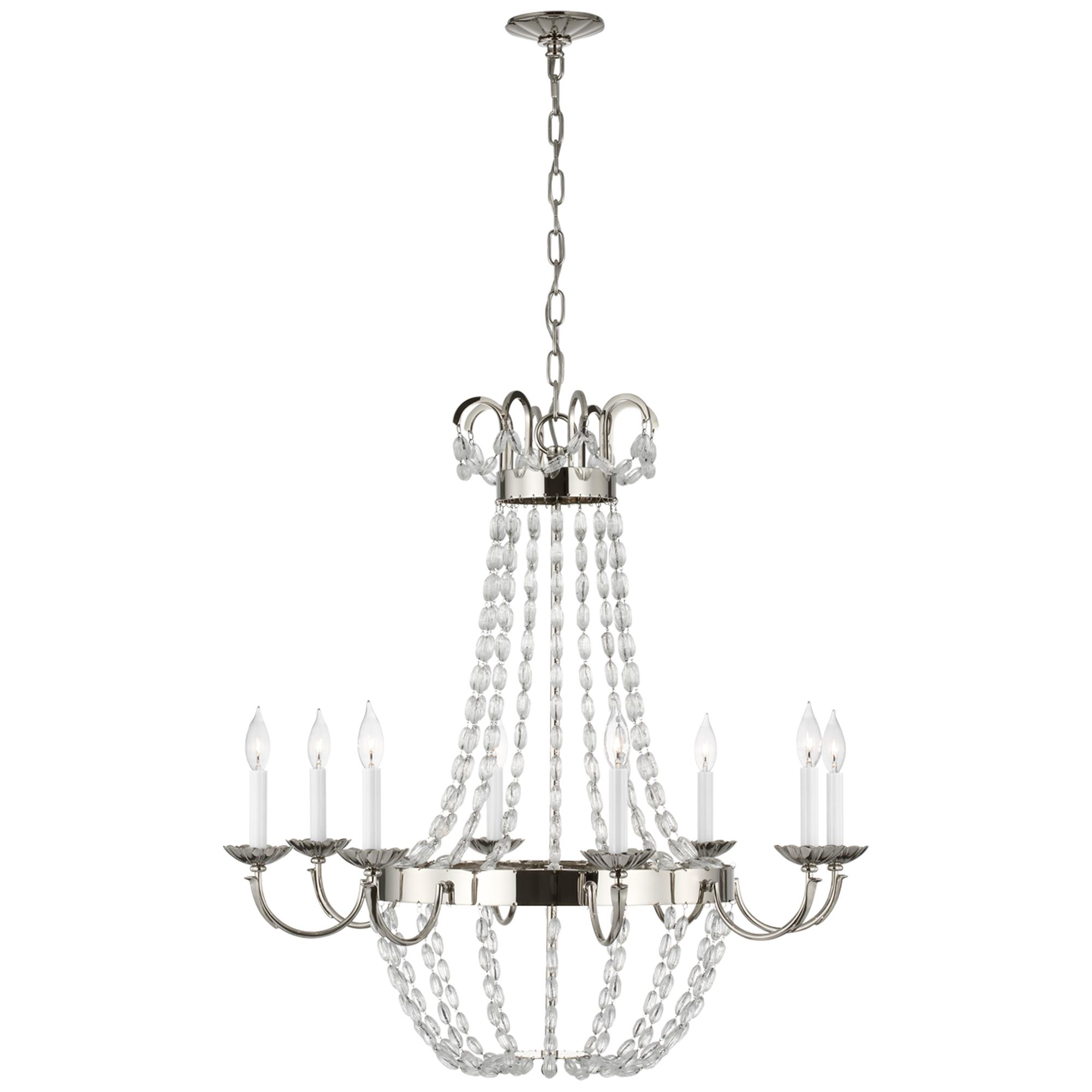 Shown in Polished Nickel finish and Seeded glass