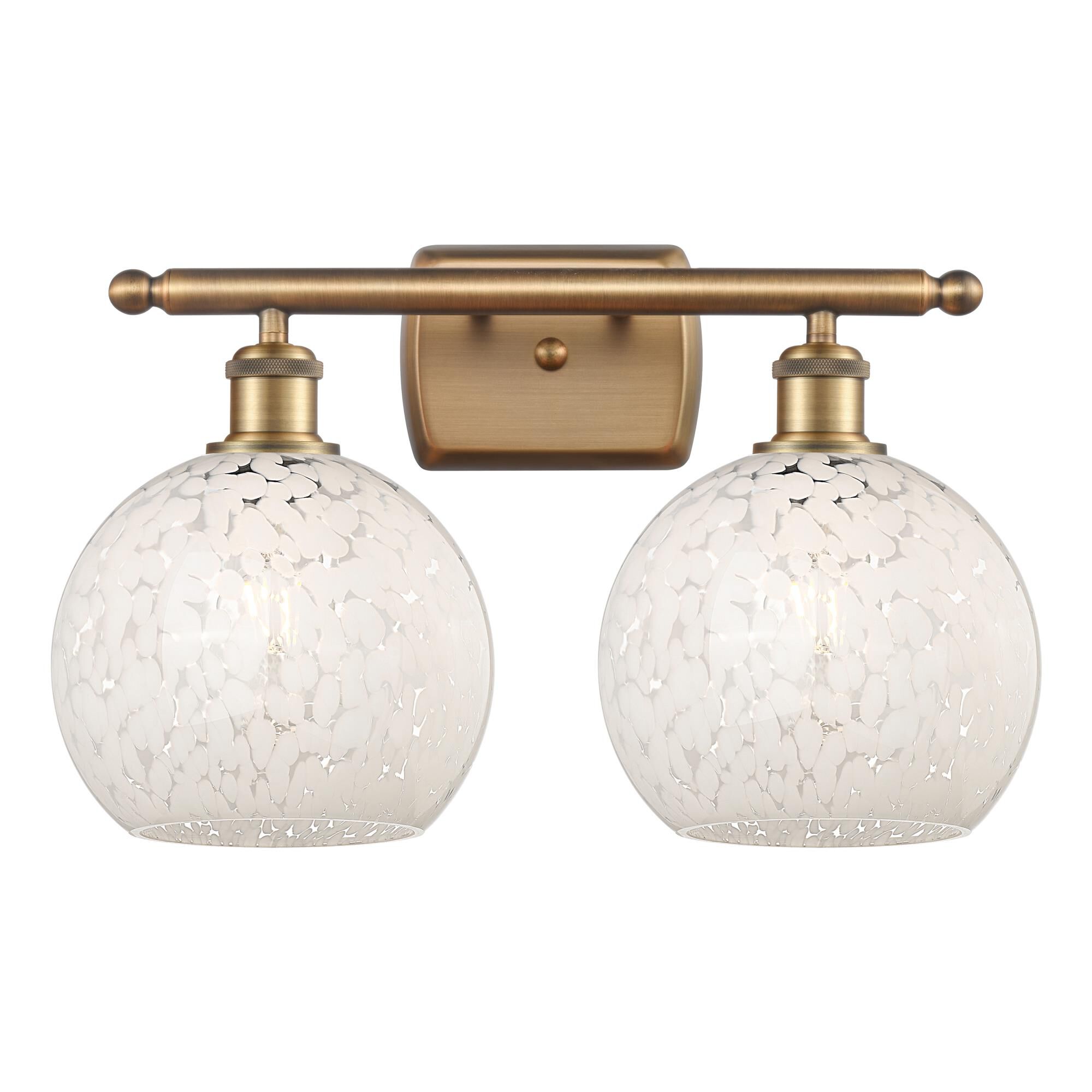 Shown in Brushed Brass finish and White Mouchette glass