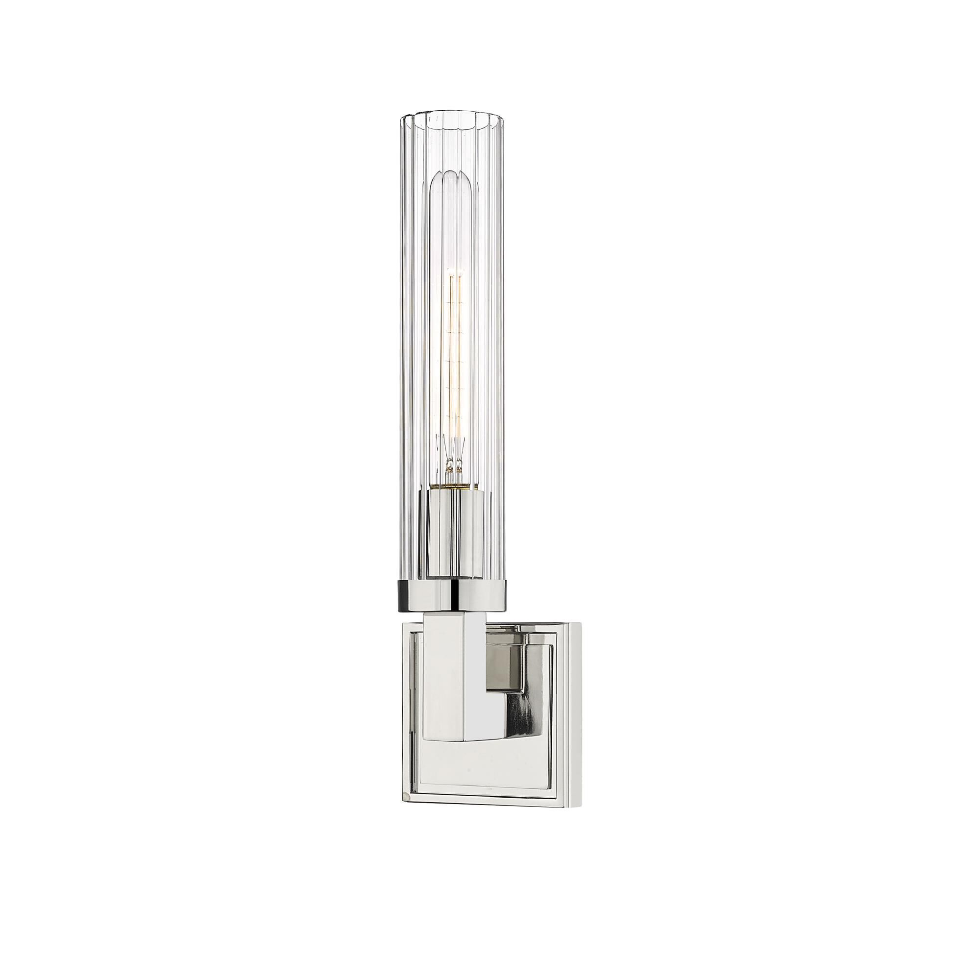 Shown in Polished Nickel finish and Glass shade