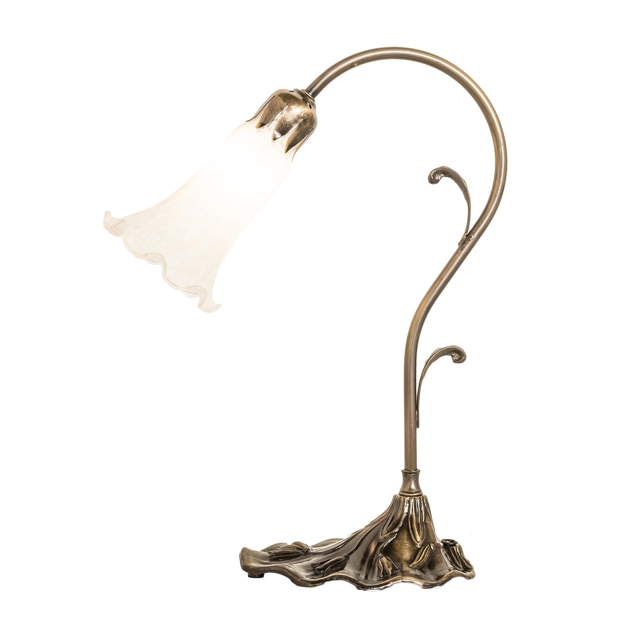 Shown in Antique Brass finish and White glass