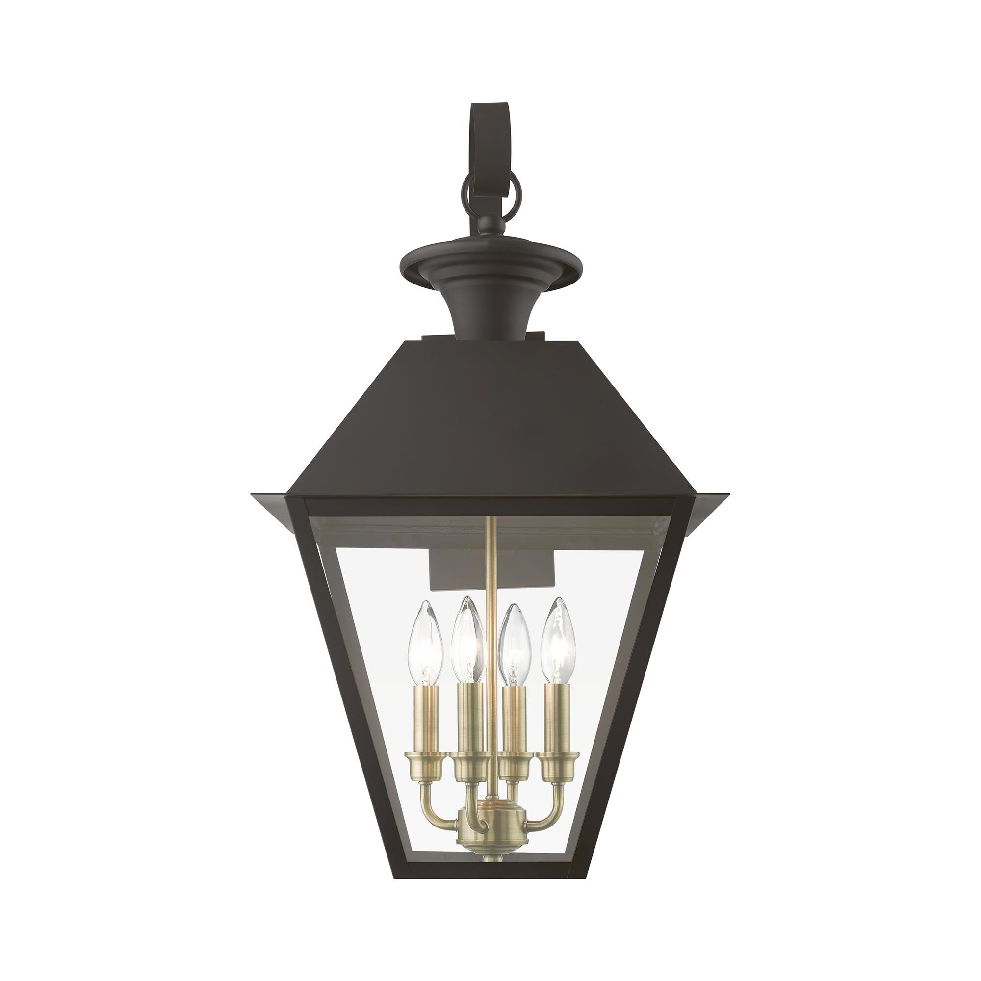 Shown in Bronze with Antique Brass Finish Cluster finish and Clear glass