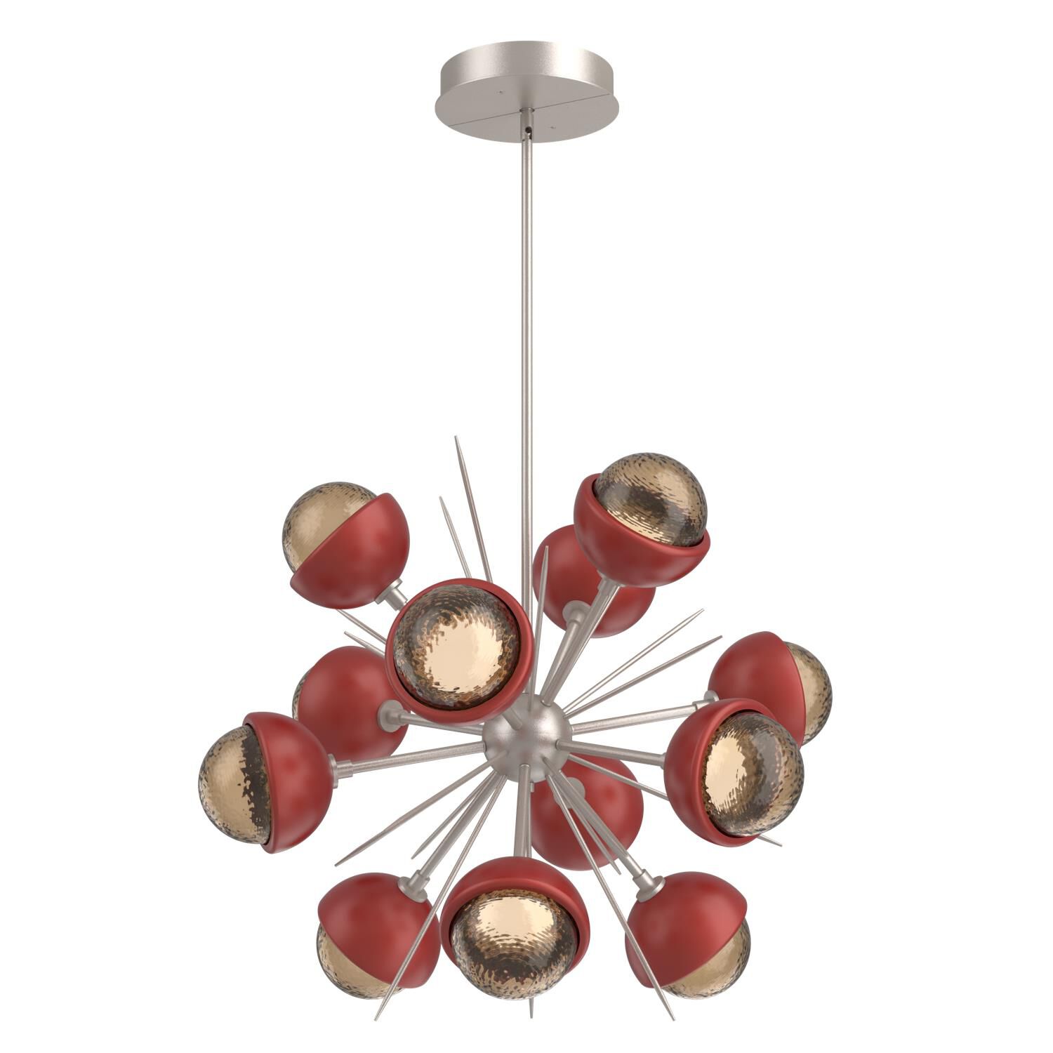 Shown in Beige Silver finish and Bronze glass and Cinnamon Red accent