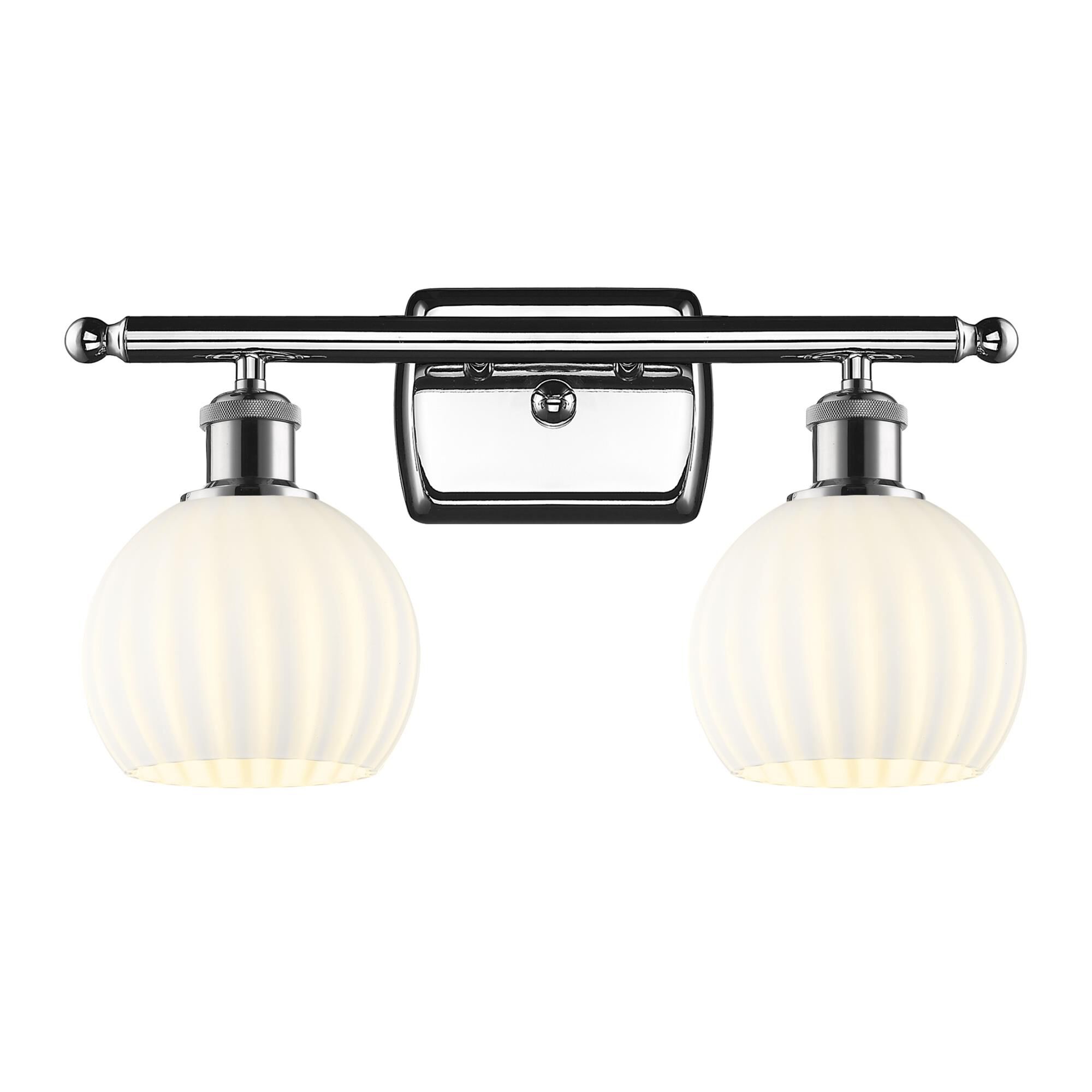 Shown in Polished Chrome finish and White Venetian glass