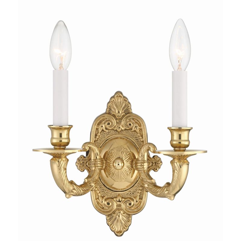 Cast Brass Wall Mount 10 Inch Wall Sconce by Crystorama