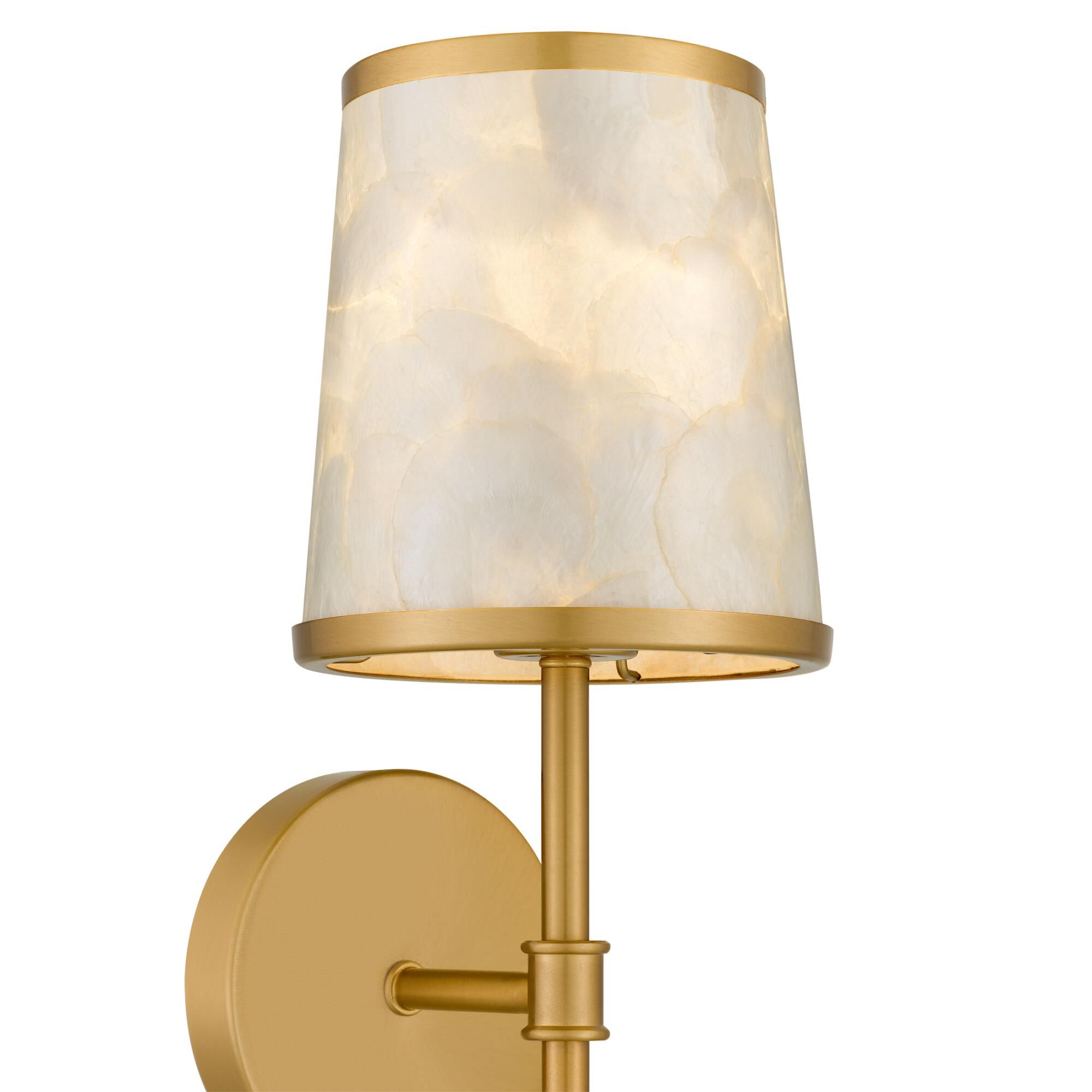 Shown in Brushed Gold finish and Capiz Shell shade