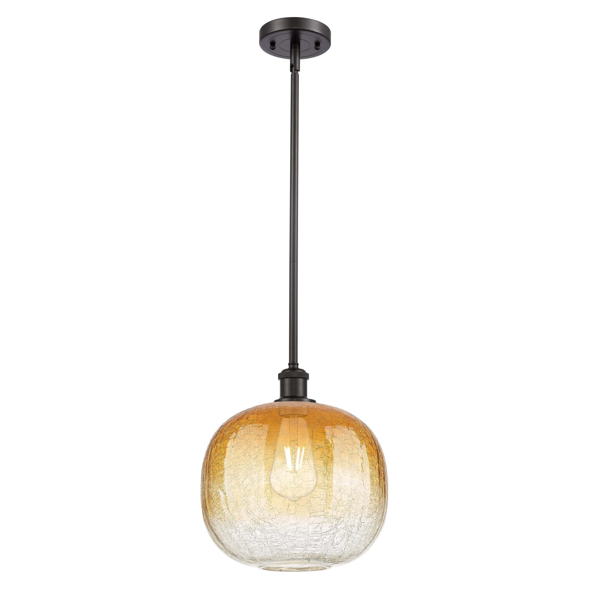 Shown in Oil Rubbed Bronze finish and Amber glass