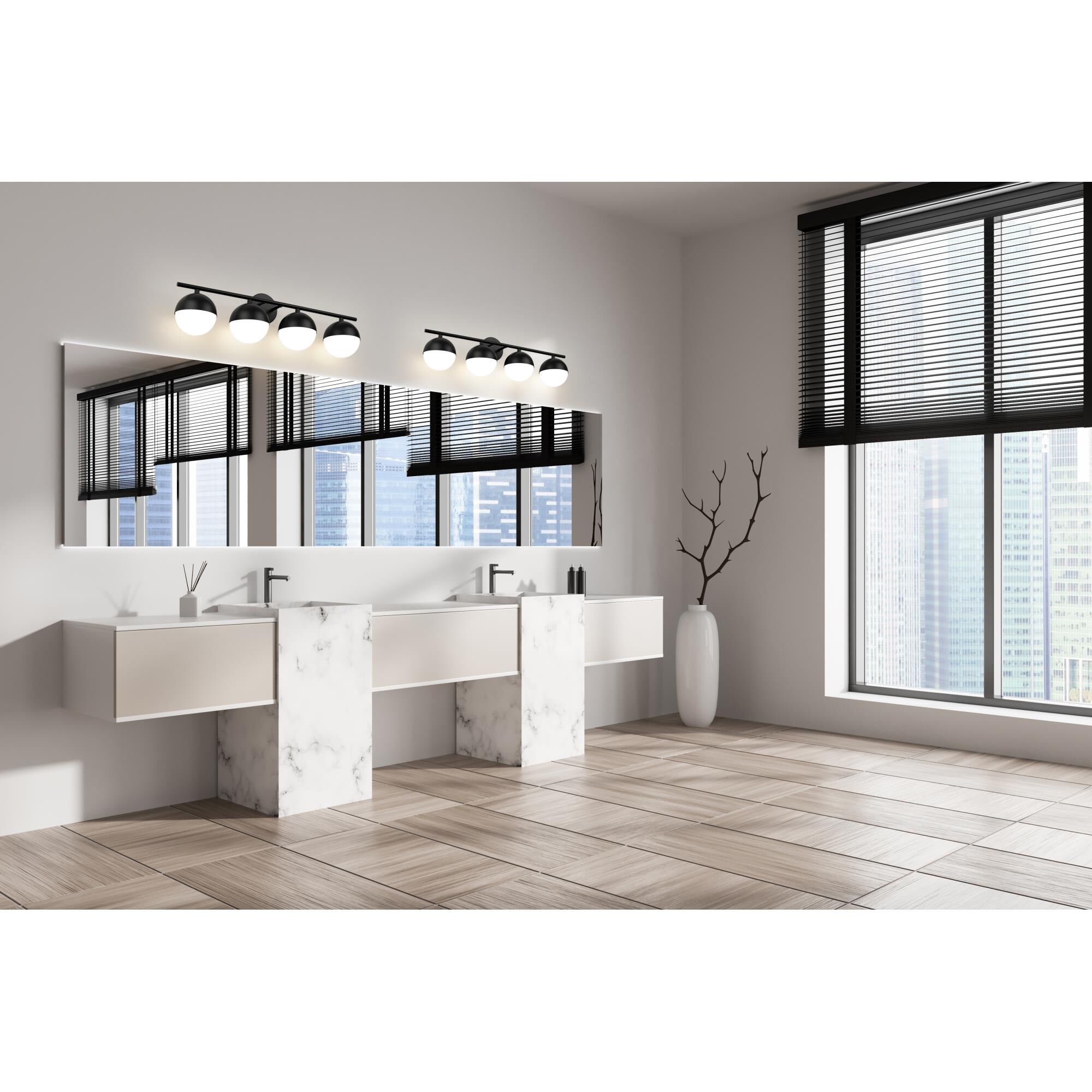 Shown in Matte Black finish and Matte Opal glass and Matte Opal shade