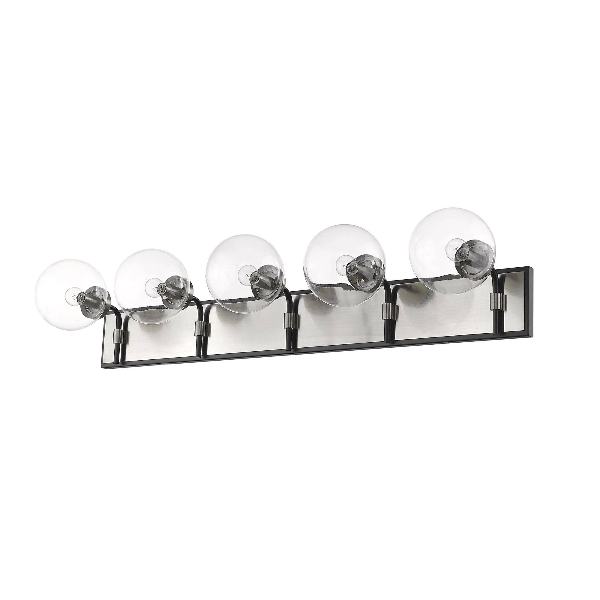 Shown in Matte Black + Brushed Nickel finish and Glass shade