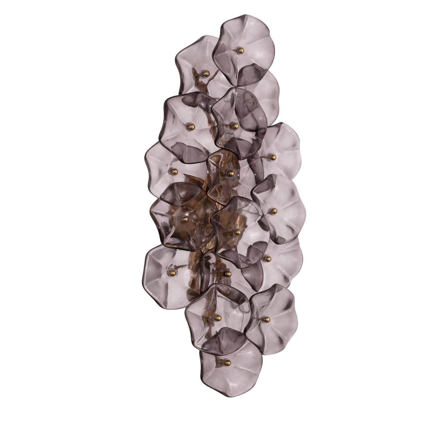Shown in Aged Brass finish and Floral Glass Petals crystal