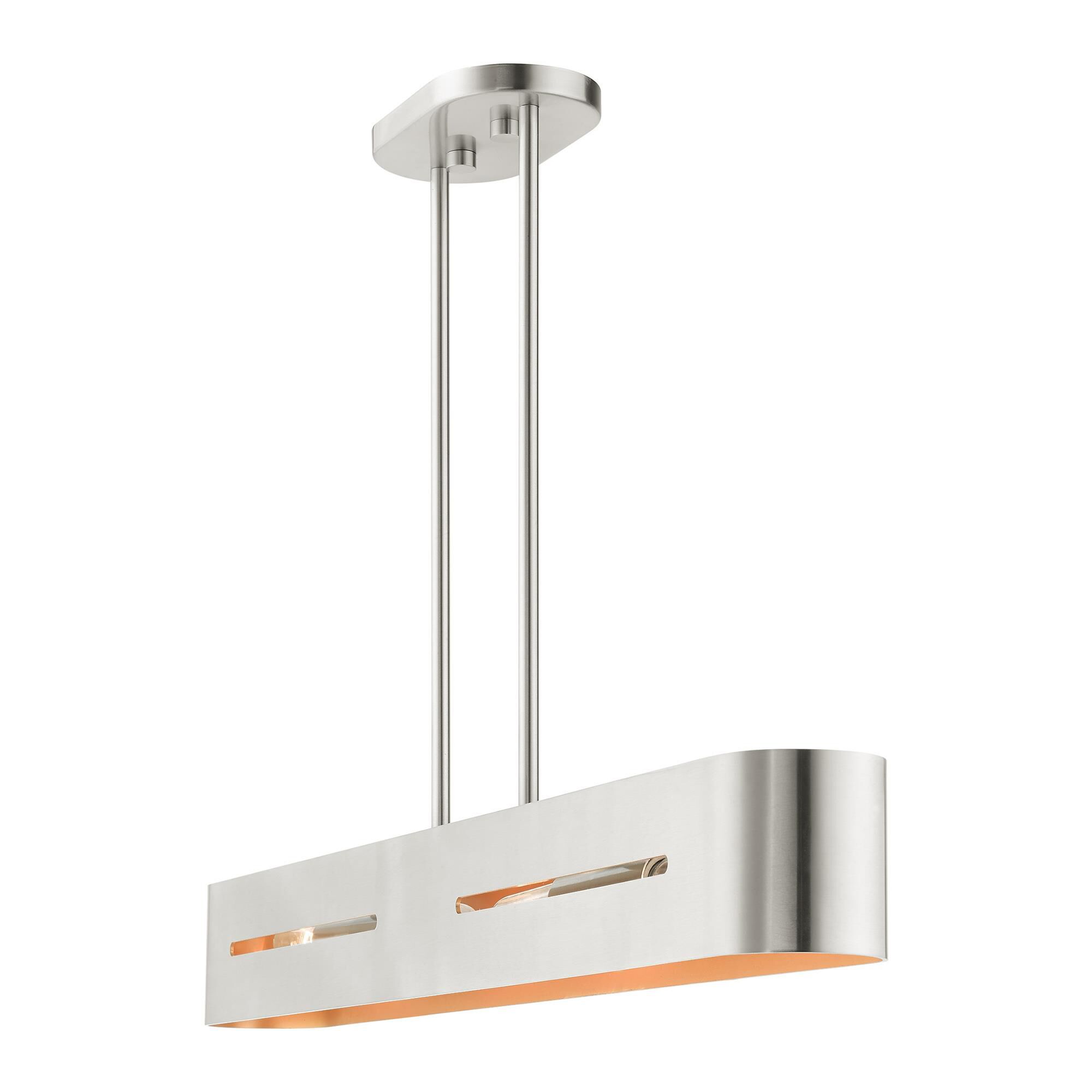 Shown in Brushed Nickel finish and Hand Welded Brushed Nickel  With Gold Finish Inside shade