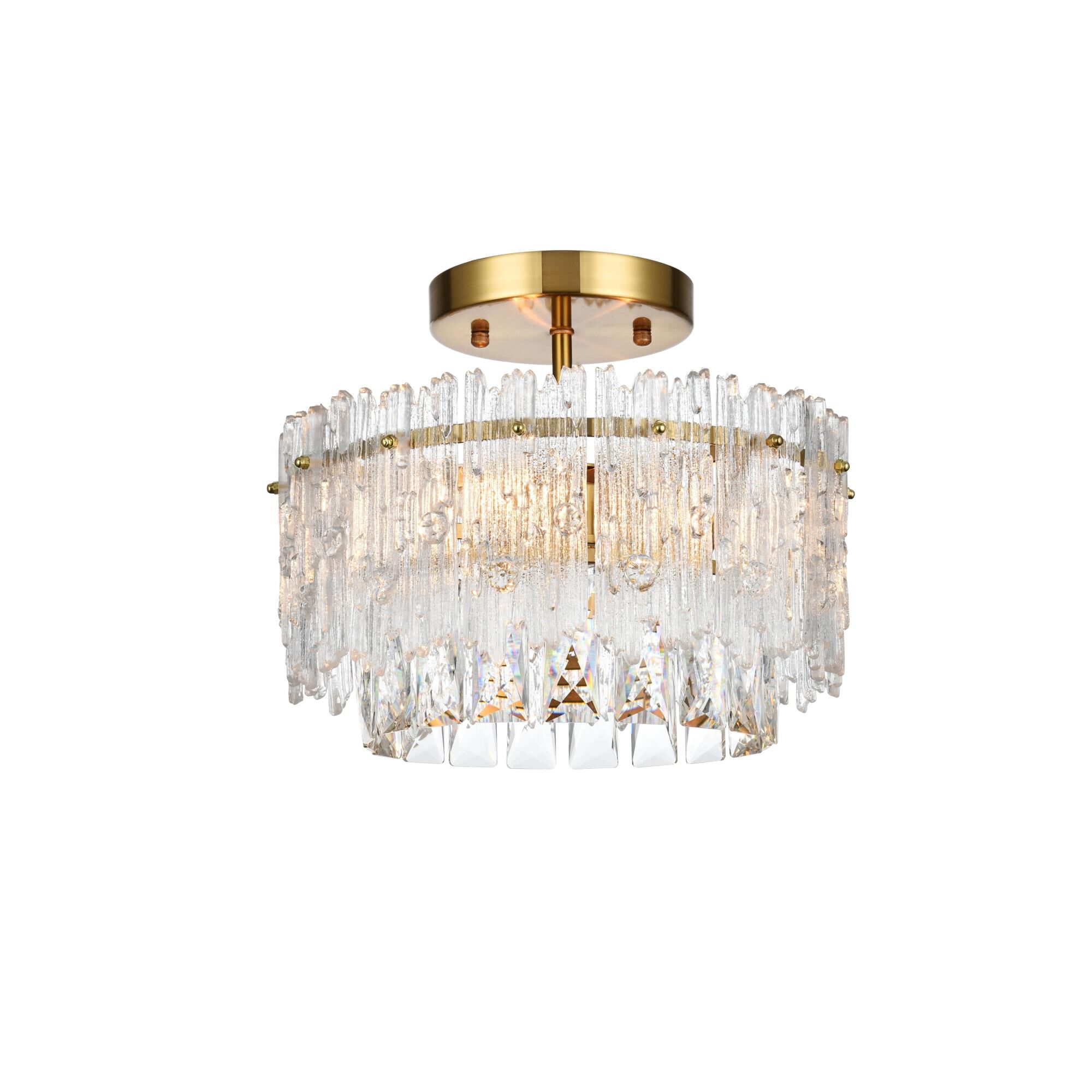 Shown in Satin Gold finish and Rc crystal and Clear glass