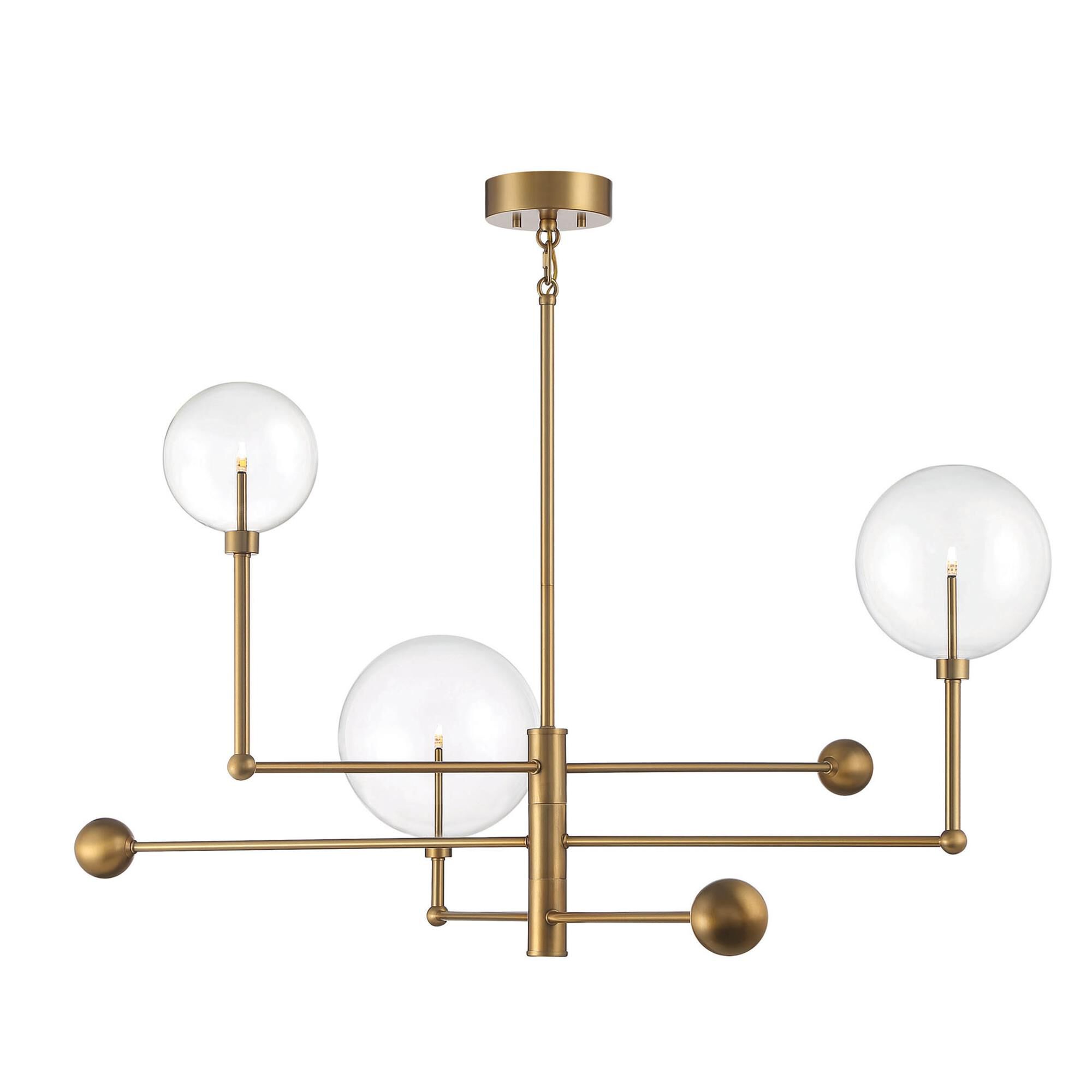 Shown in Natural Brass finish and Clear glass