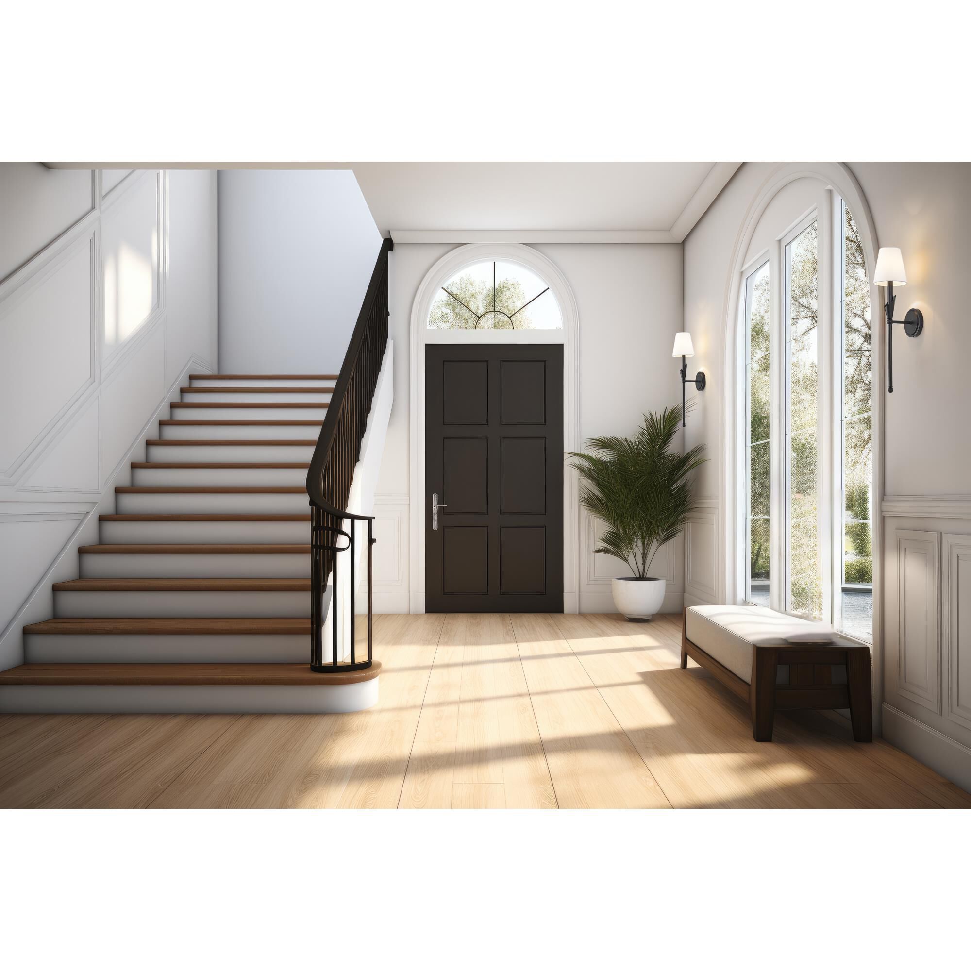 Shown in Matte Black finish and White glass and White shade