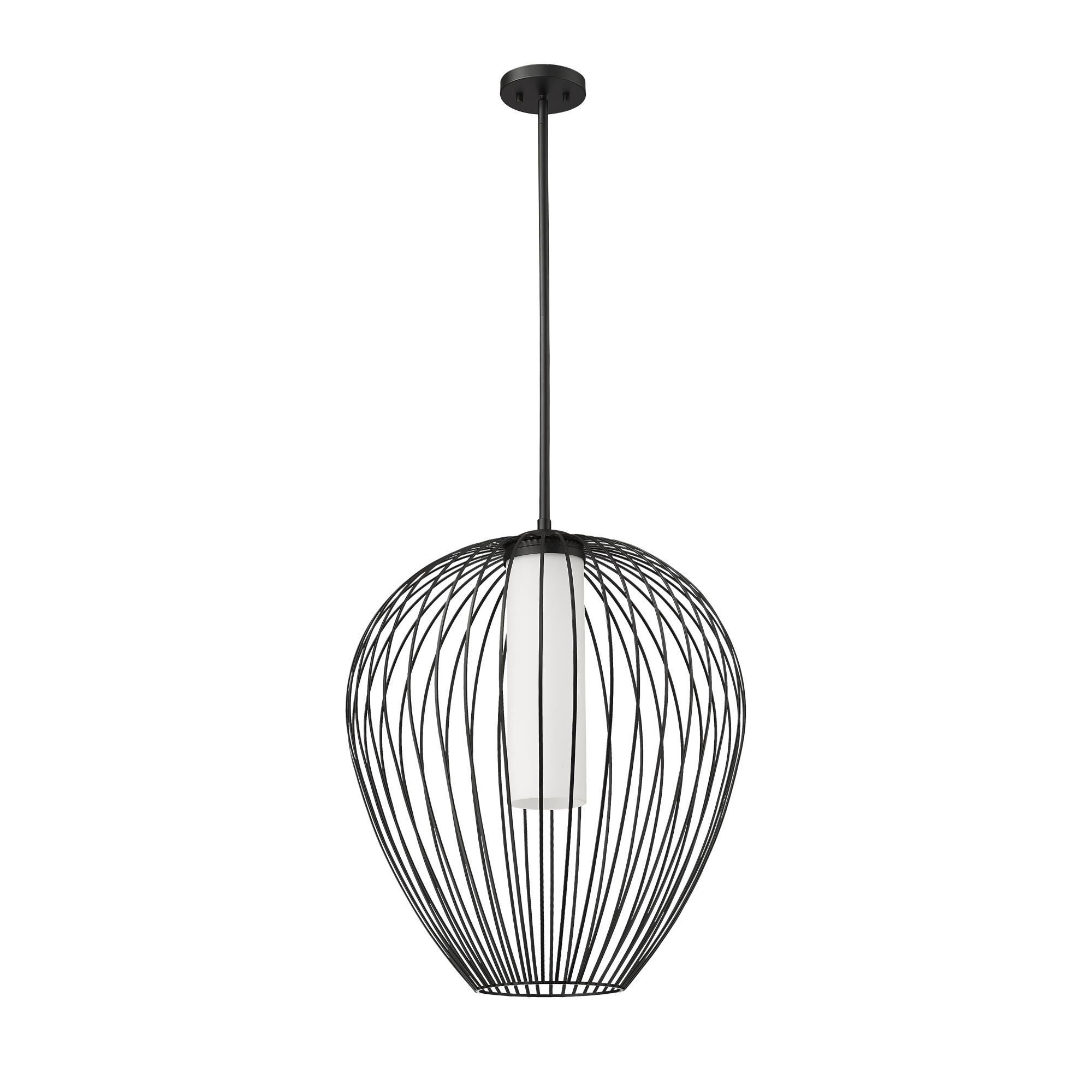 Shown in Matte Black finish and White Opal glass