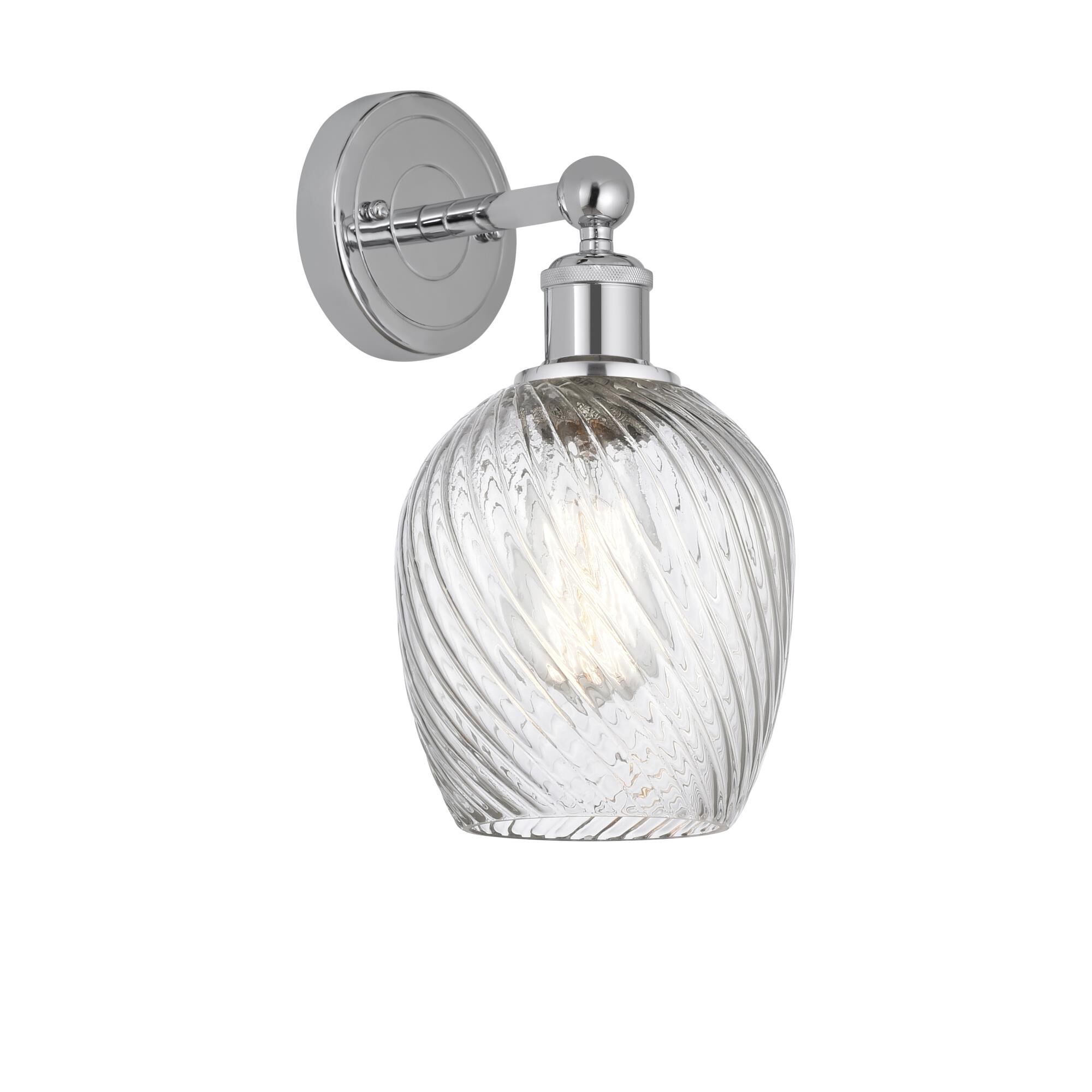 Shown in Polished Chrome, Clear Spiral Fluted finish and Clear Spiral Fluted glass and Clear Spiral Fluted Glass shade