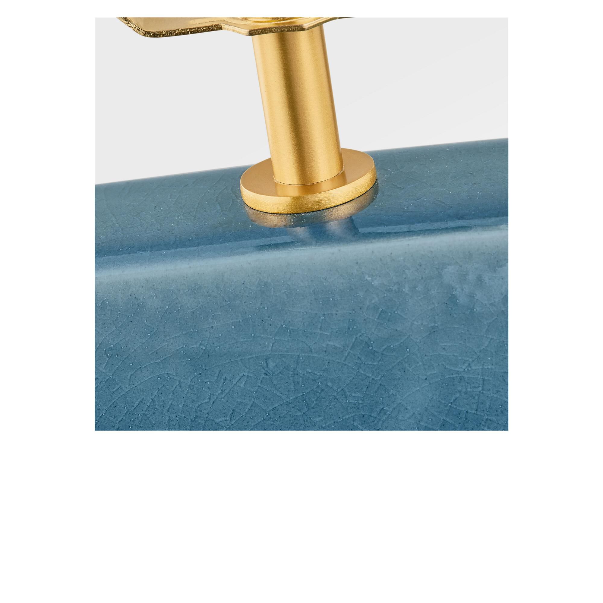 Shown in Deep Ocean Crackle finish and White Linen Fabric shade
