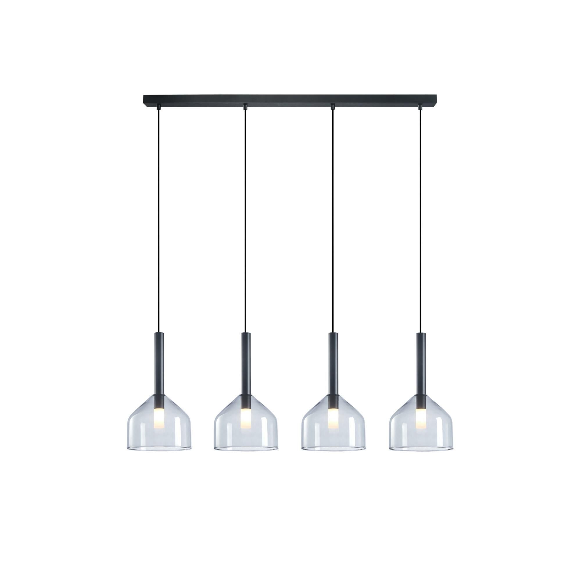 Shown in Black finish and Glass shade