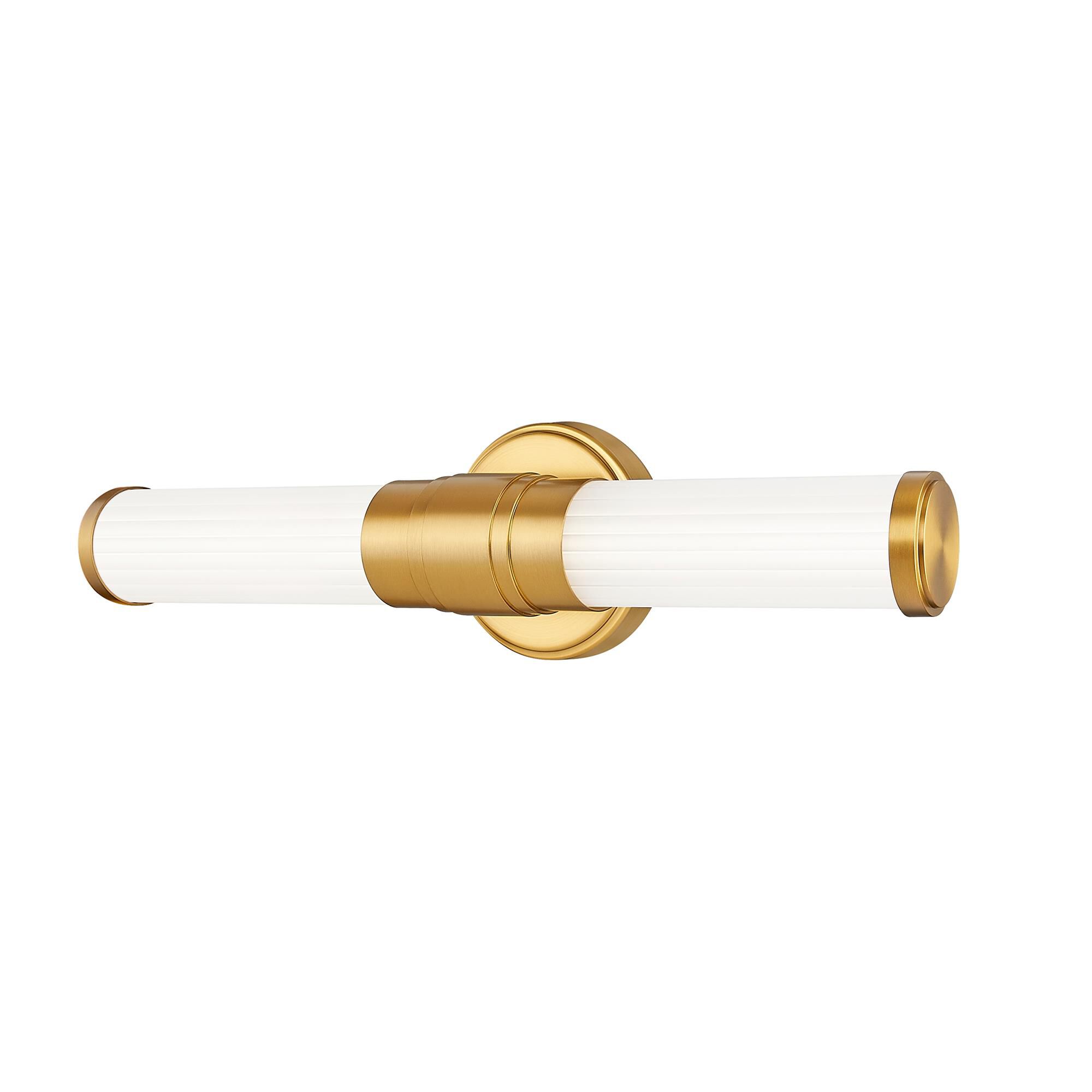 Shown in Modern Gold finish and Opal White glass and Opal White shade