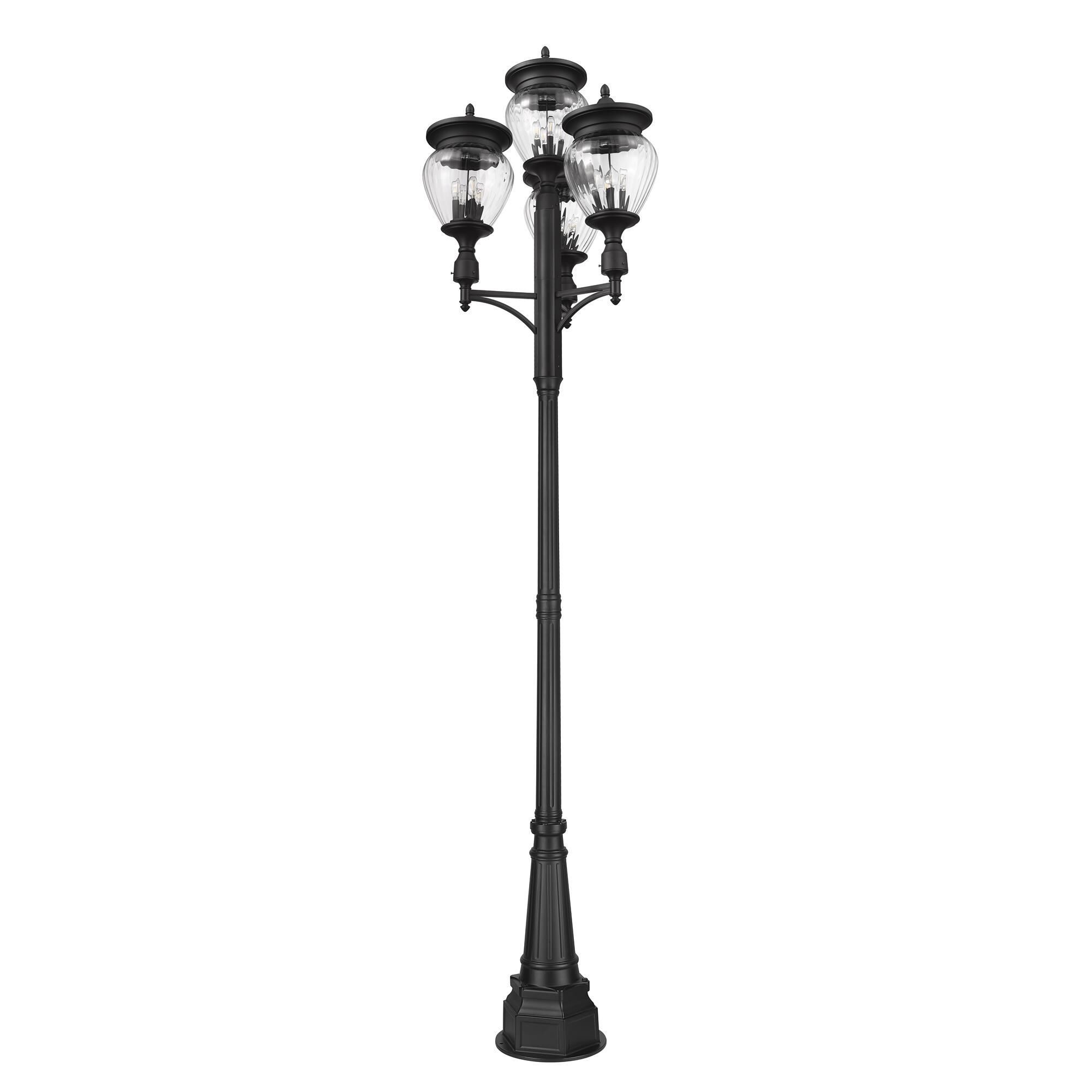 Shown in Black finish and Clear Ribbed glass and Clear Ribbed shade