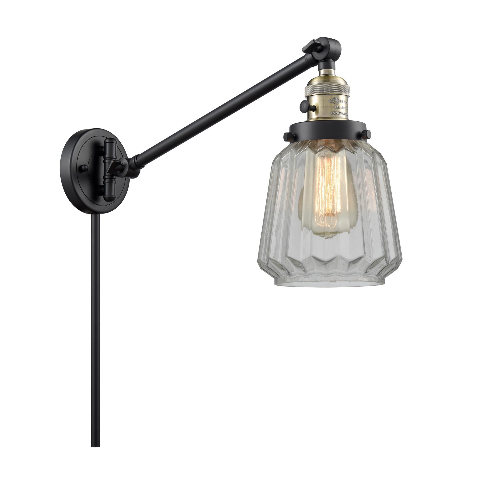 Shown in Black Antique Brass finish and Clear glass