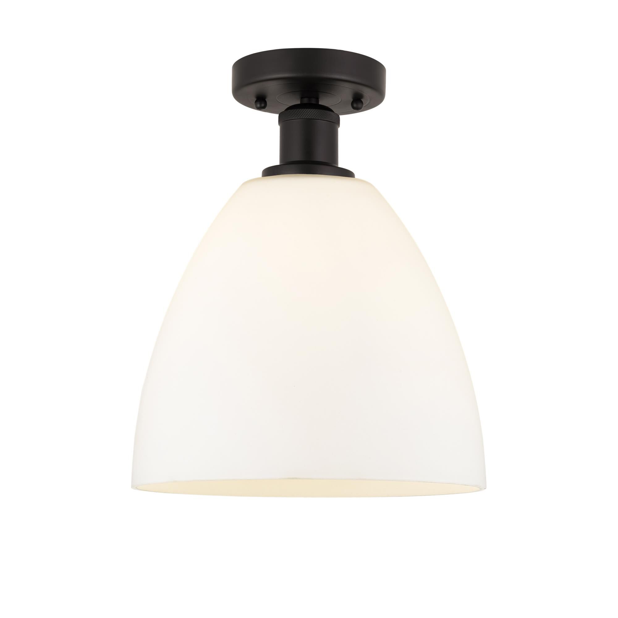 Shown in Oil Rubbed Bronze finish and Matte White glass