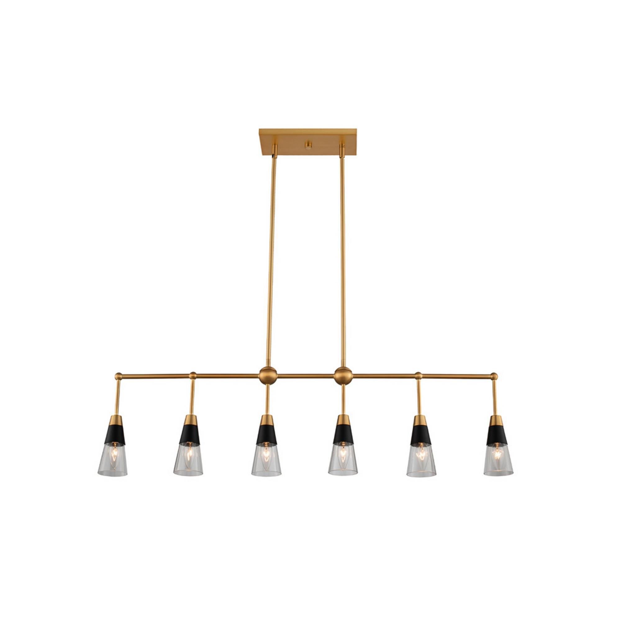 Shown in Matte Black W New Brass finish and Clear glass