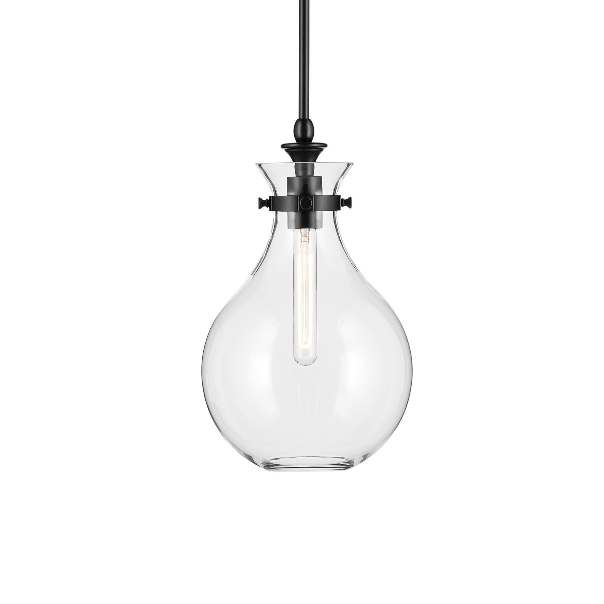 Shown in Black finish and Clear glass