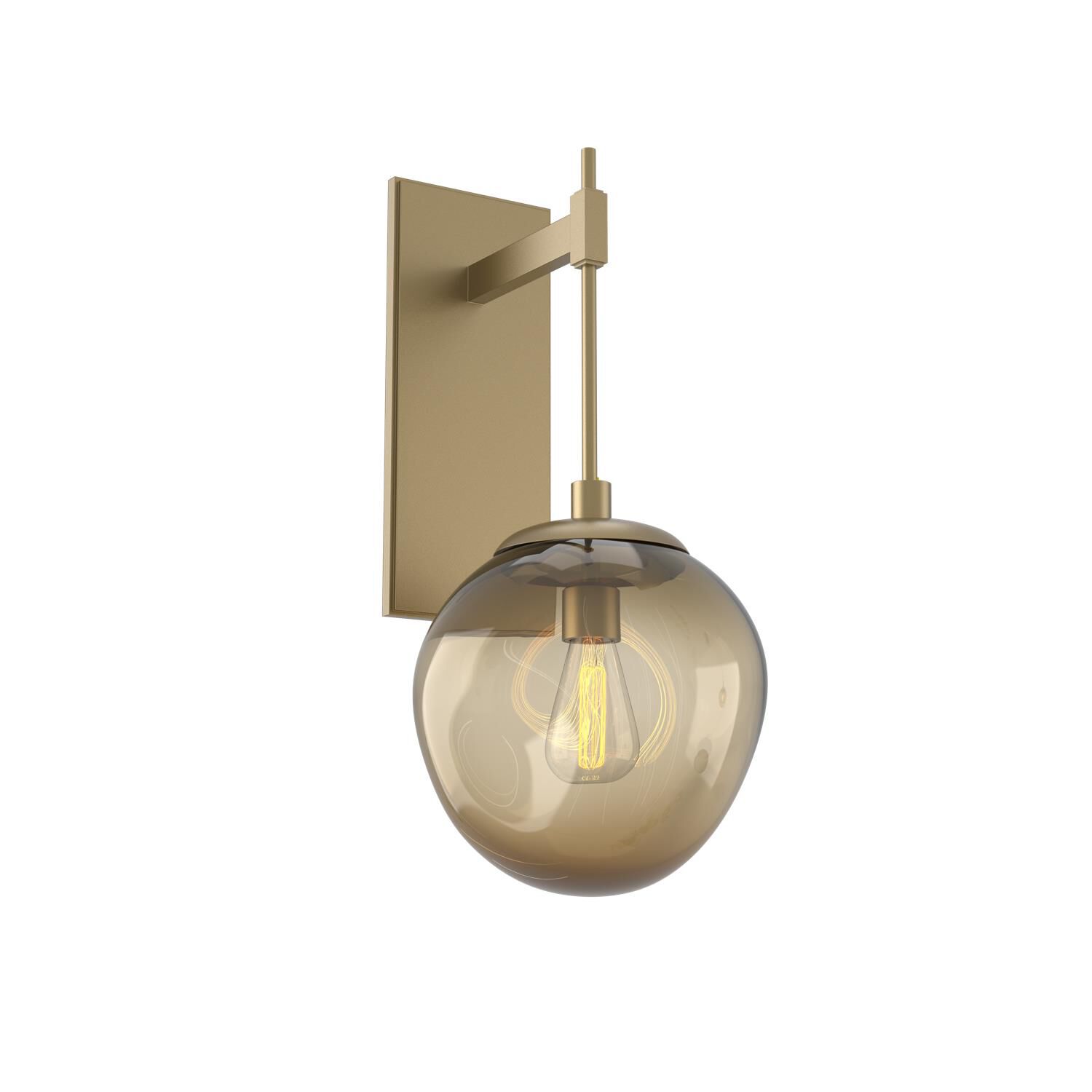 Shown in Gilded Brass finish and Blown Bronze glass