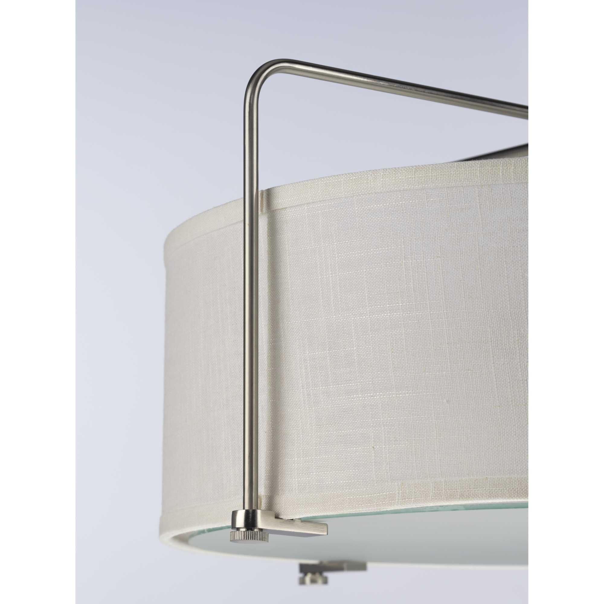 Shown in Brushed Nickel finish and Summer Linen Shade glass
