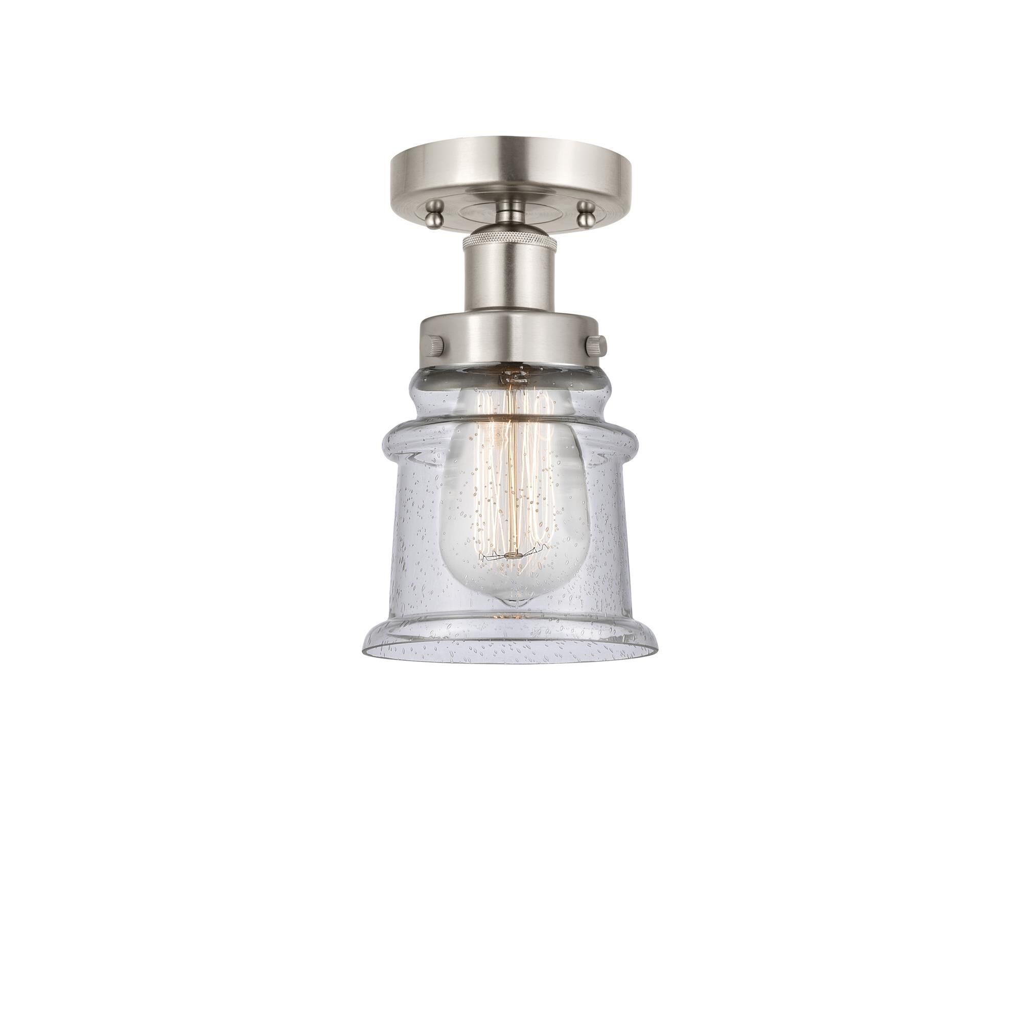 Shown in Brushed Satin Nickel, Seedy finish and Seedy glass and Seedy Glass shade
