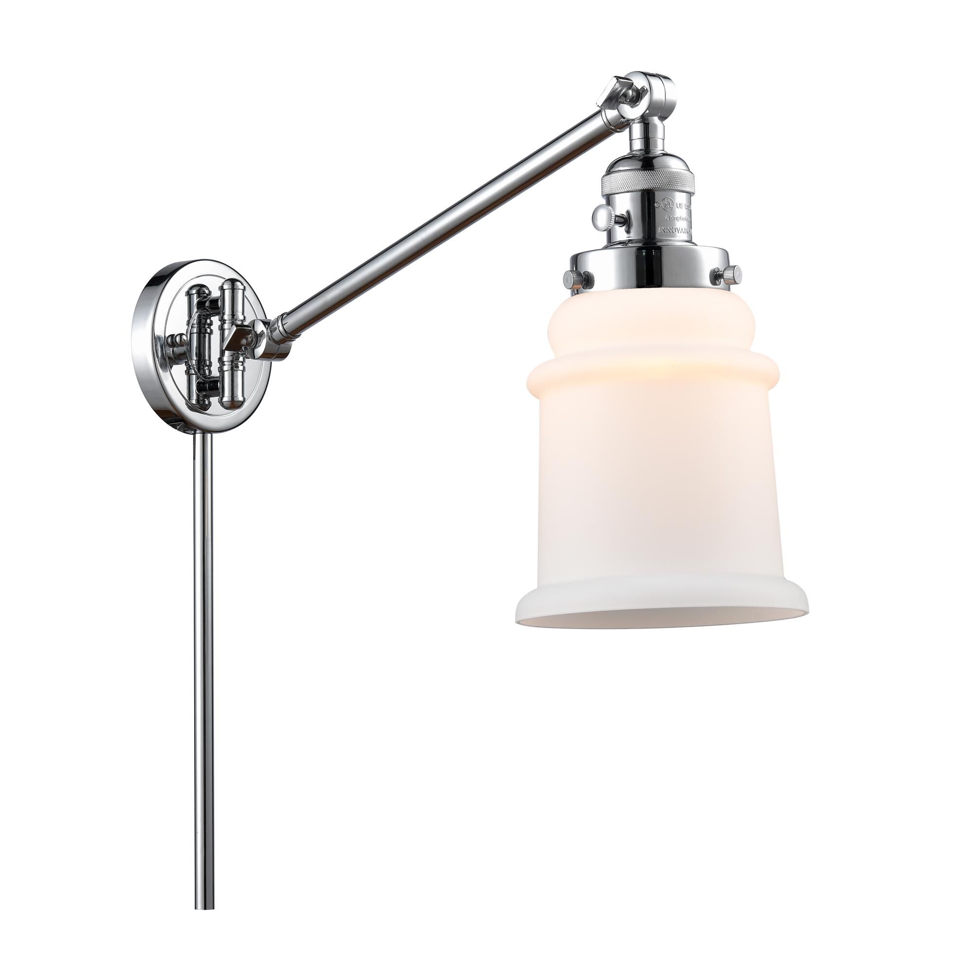 Shown in Polished Chrome finish and Matte White - Bell glass