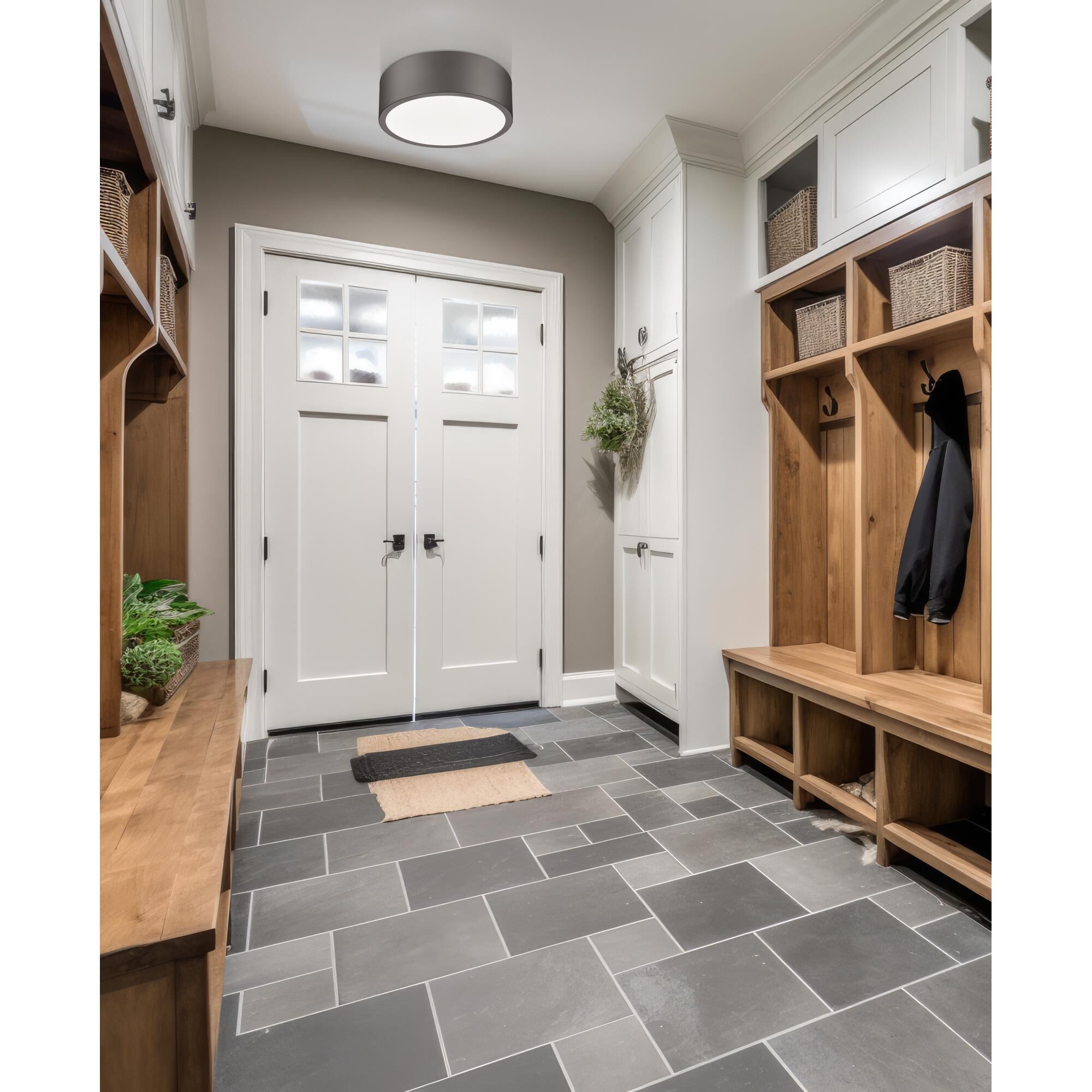 Shown in Bronze finish and Frosted glass and Frosted shade