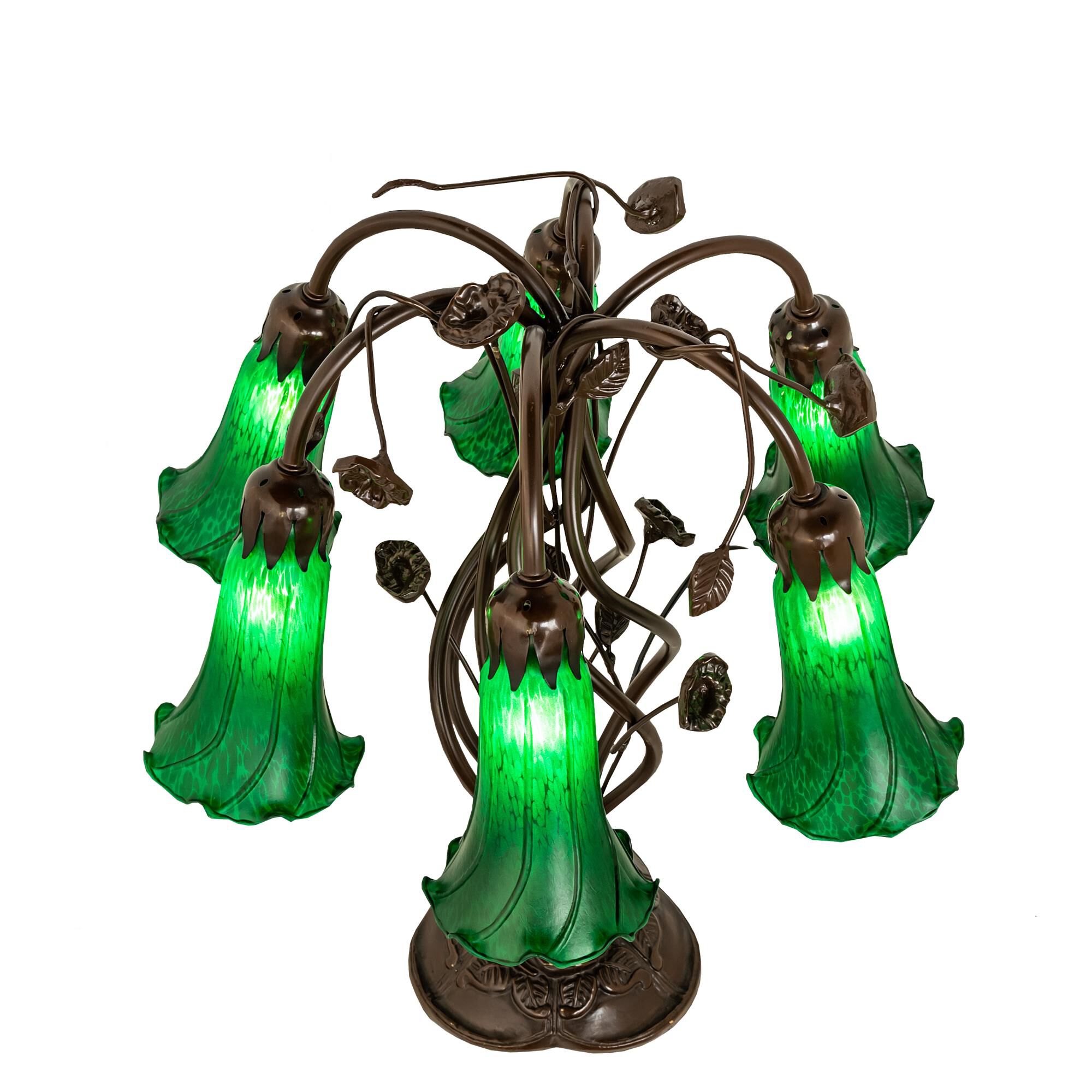 Shown in Mahogany Bronze finish and Green glass