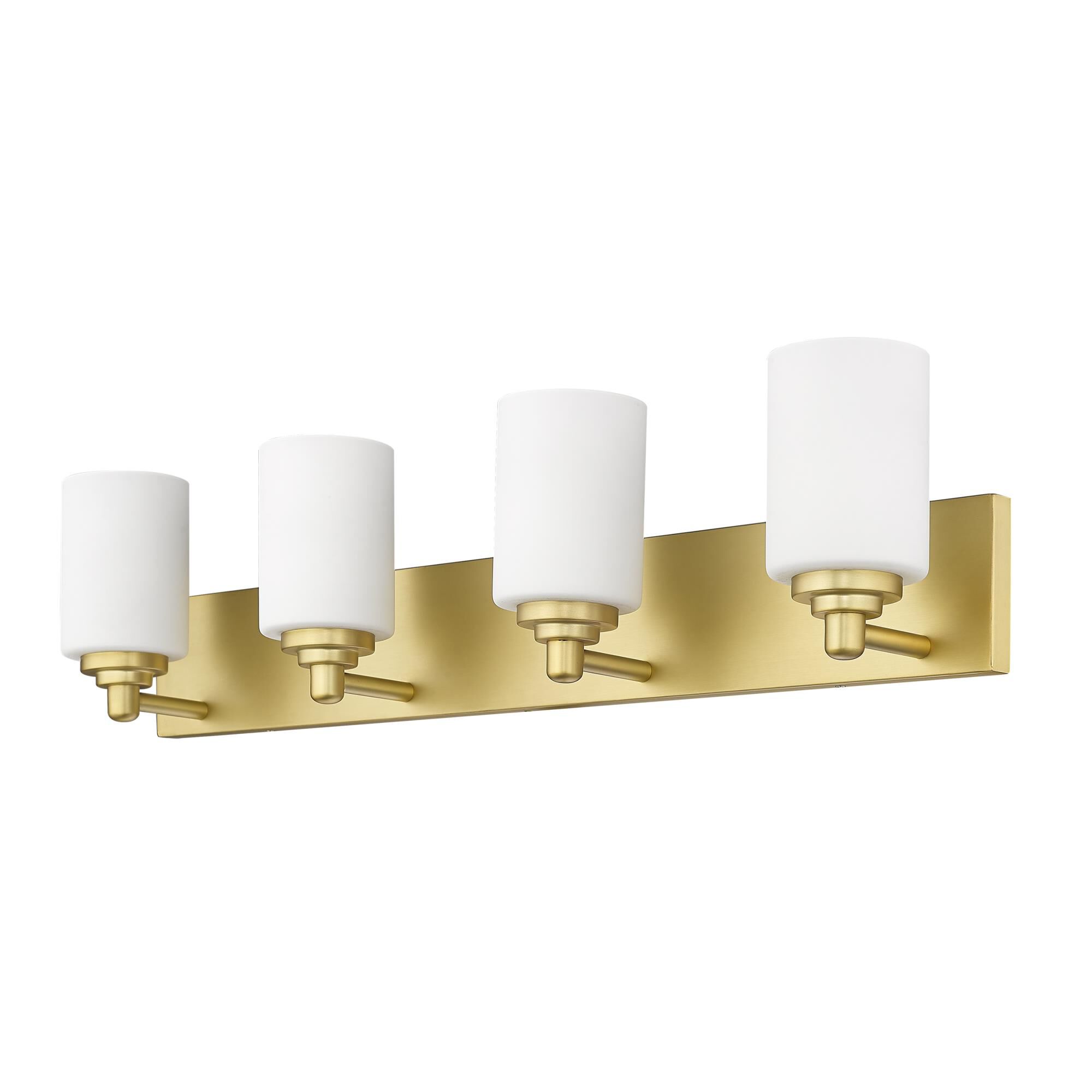 Shown in Brushed Gold finish and White glass