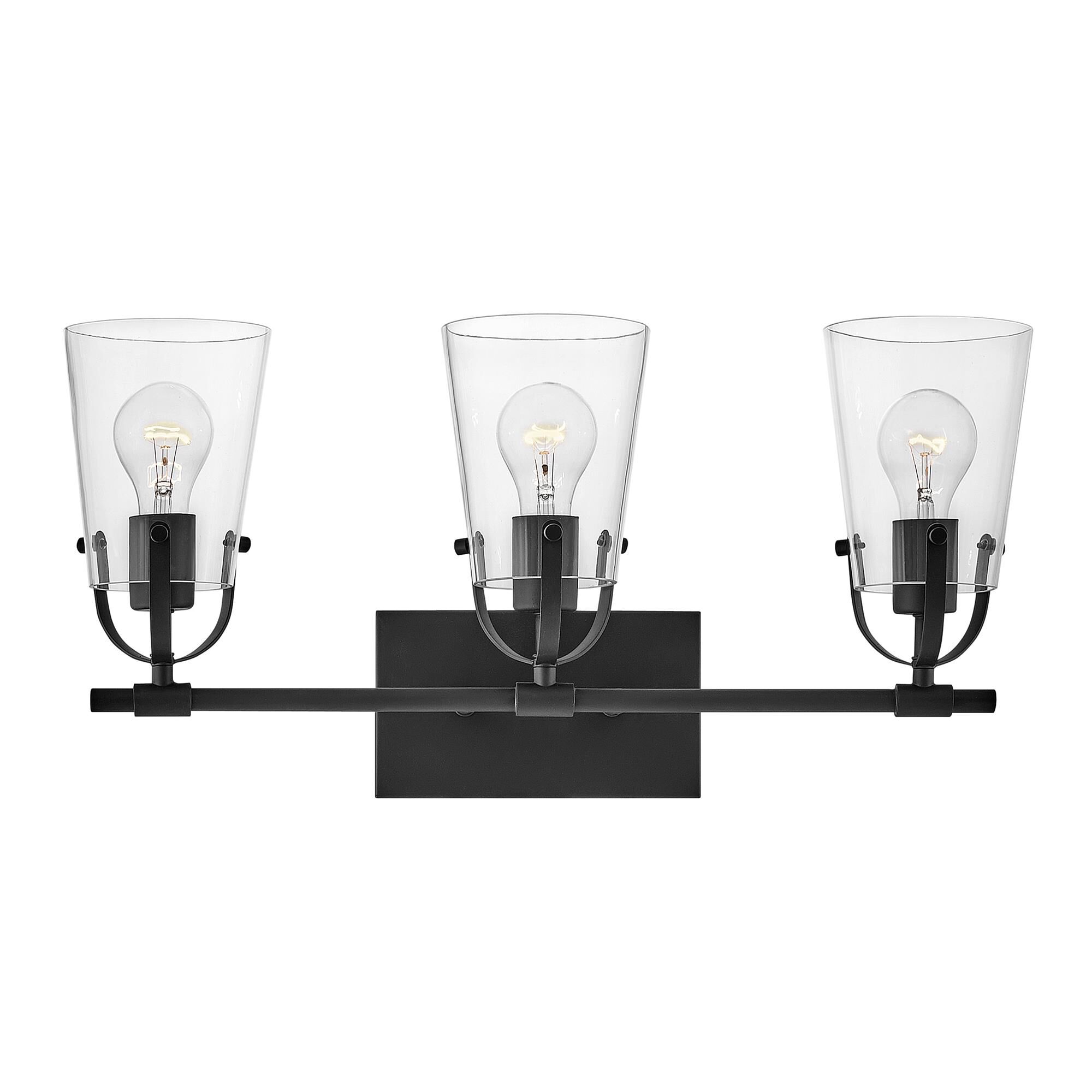 Shown in Black finish and Clear glass