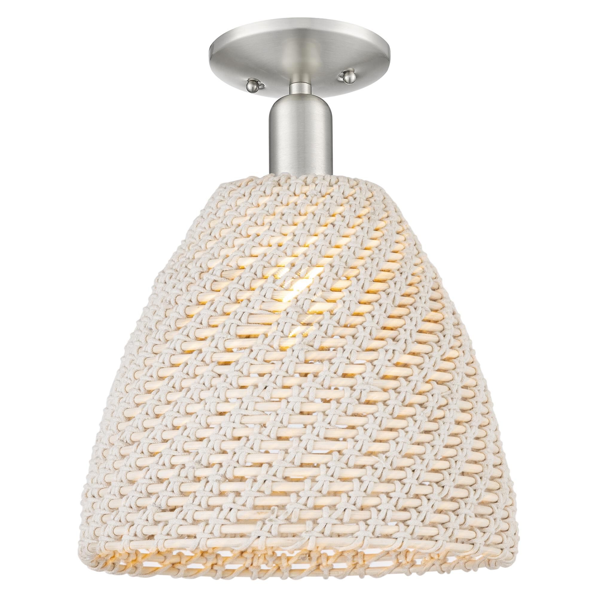 Shown in Brushed Satin Nickel finish and Natural shade