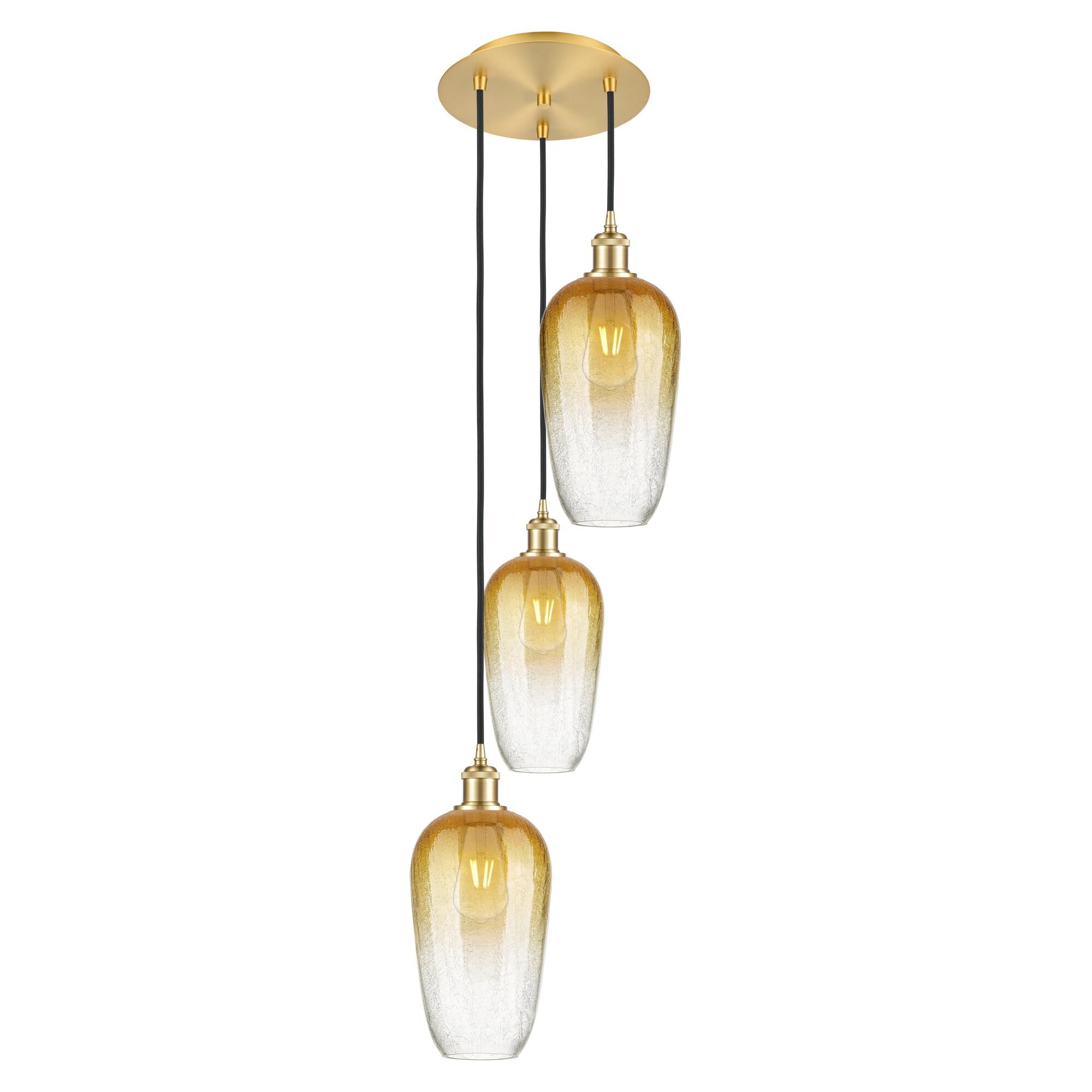 Shown in Satin Gold finish and Amber glass