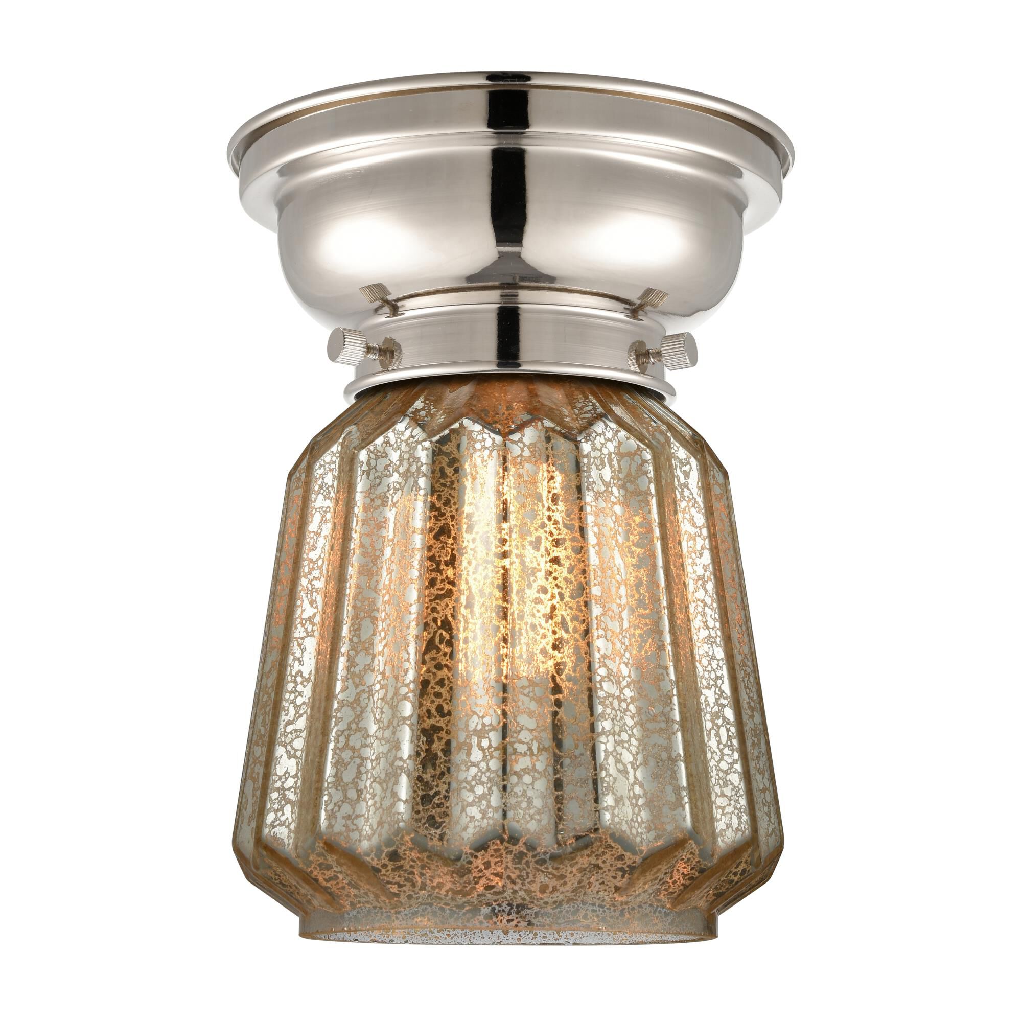 Shown in Polished Nickel finish and Novelty glass